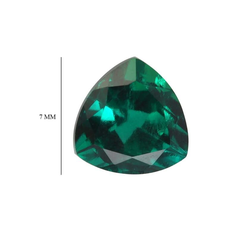 AAA Lab Grown Emerald (Trl 7 mm) 0.97 ctw
