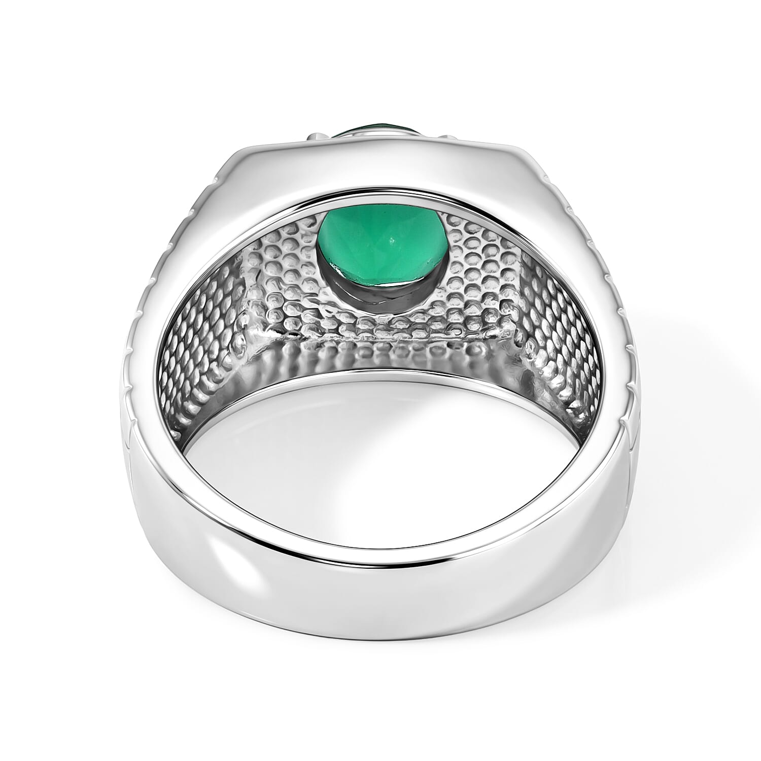 EverTrue Green Onyx 2.35 ctw Men's Ring in Stainless Steel (Size 10.0)
