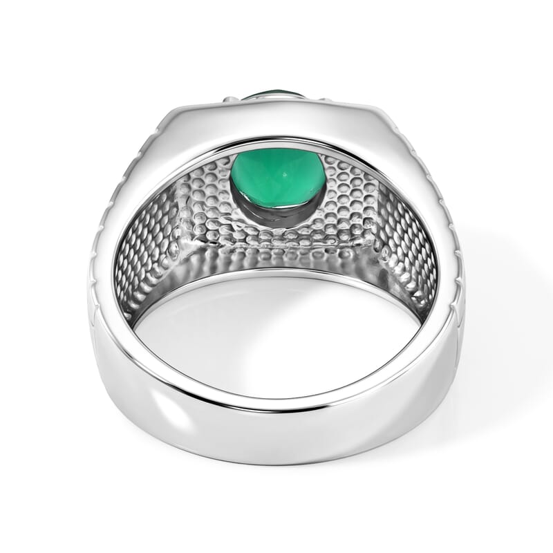 EverTrue Green Onyx 2.35 ctw Men's Ring in Stainless Steel (Size 10.0)