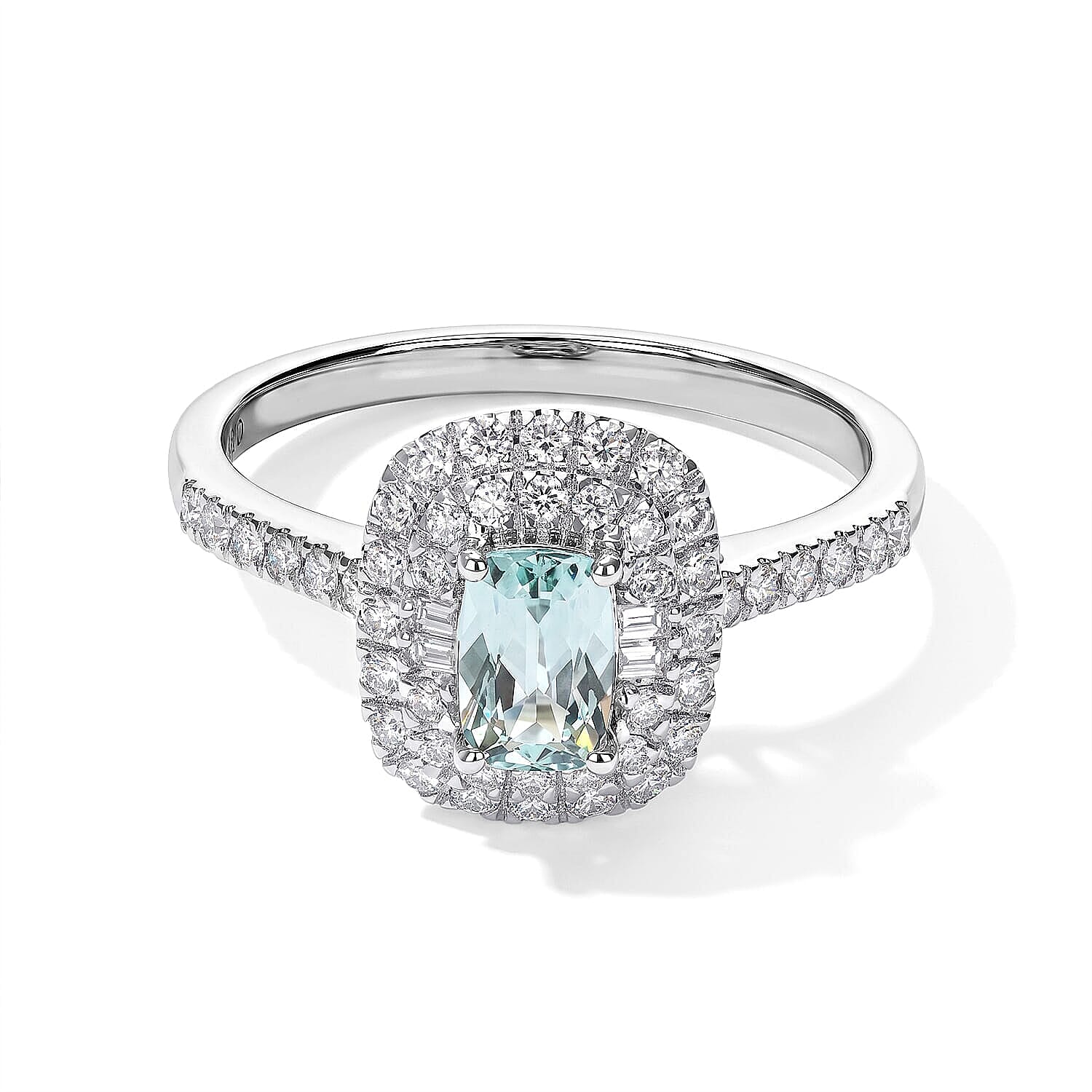Certified and Appraised Luxoro AAA Paraiba Tourmaline and Diamond I2 1.03 ctw Ring in 10K White Gold (Size 7.0)