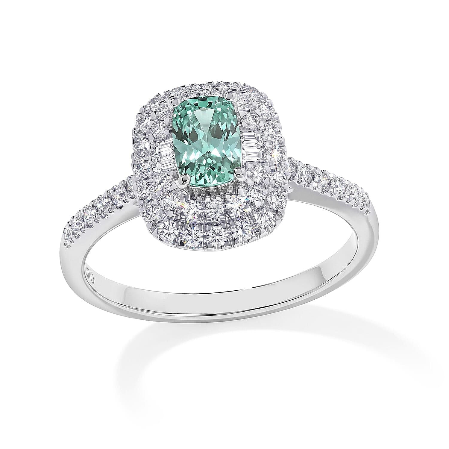 Certified and Appraised Luxoro AAA Paraiba Tourmaline and Diamond I2 1.03 ctw Ring in 10K White Gold (Size 7.0)