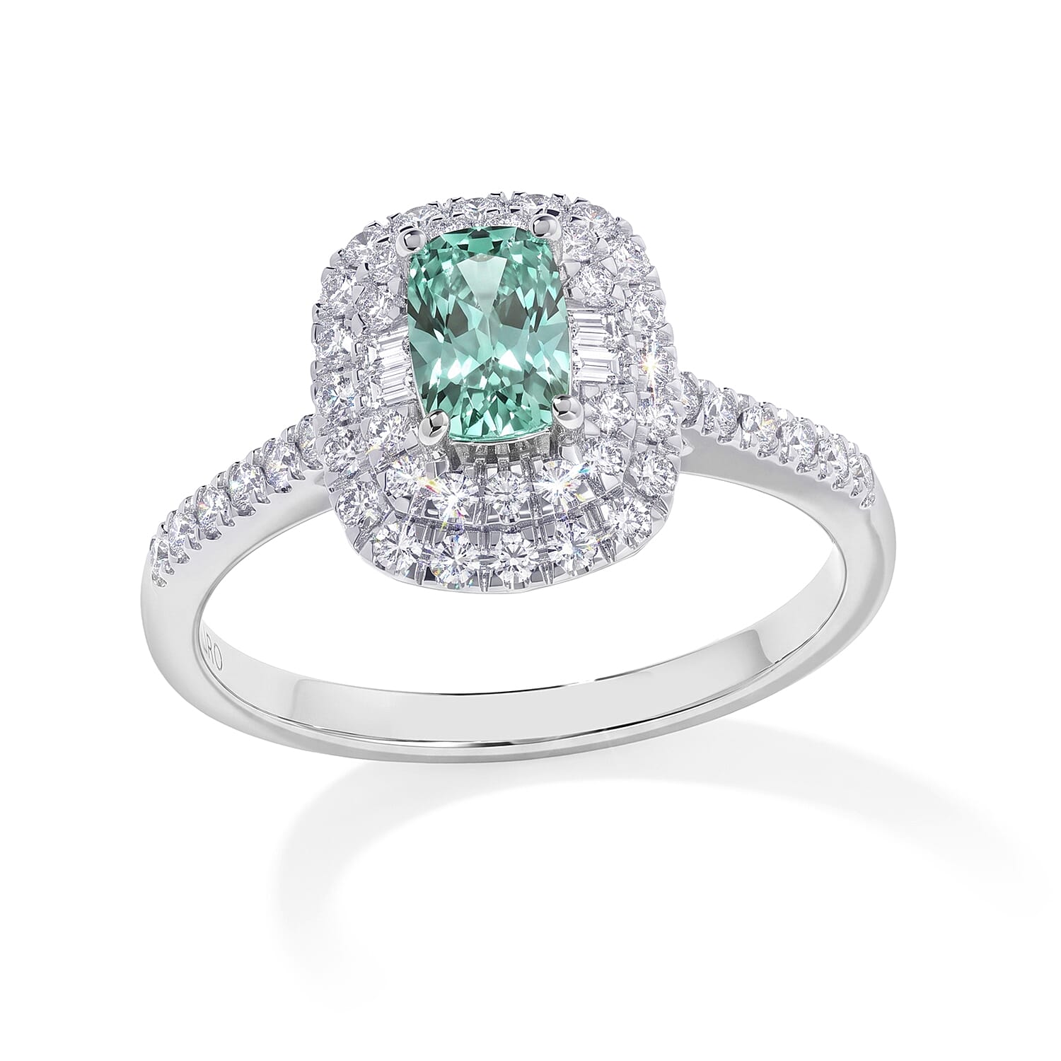Certified and Appraised Luxoro AAA Paraiba Tourmaline and Diamond (I2) 1.03 ctw Ring in 10K White Gold (Size 8.0)