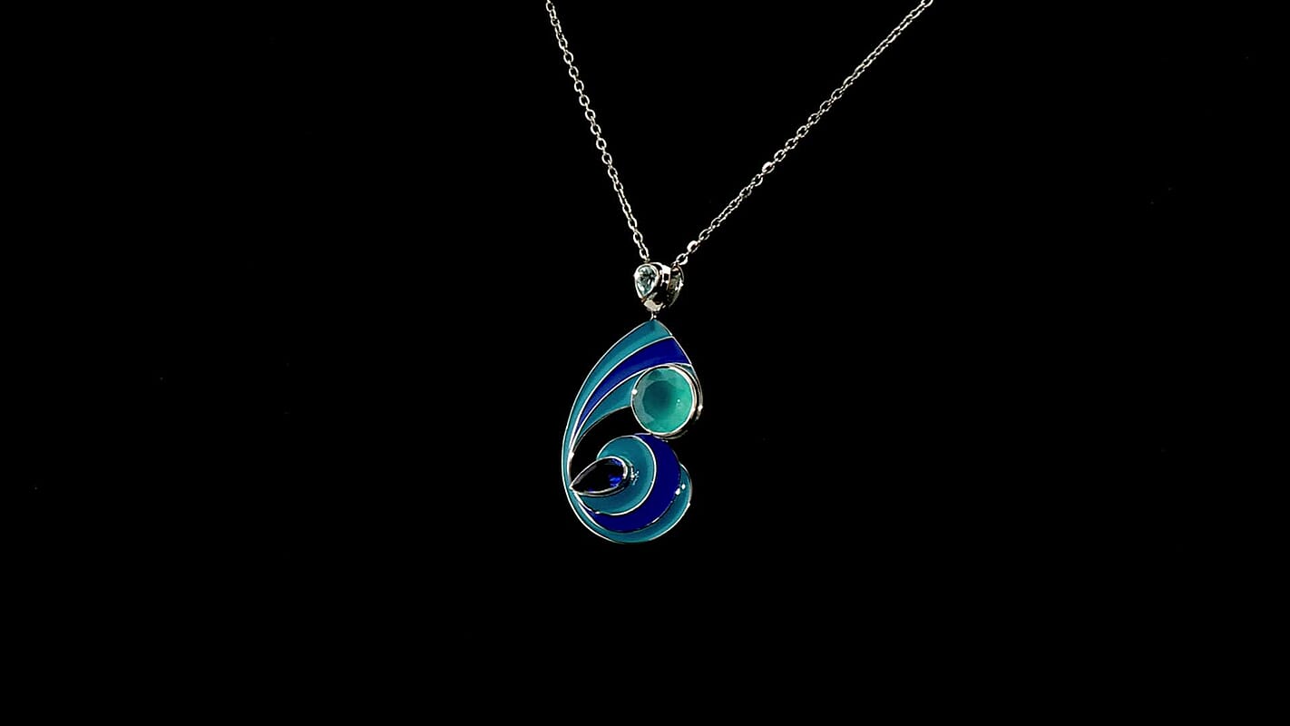 Sajen Silver Paraiba Agate (D), Multi Gemstone Pendant without Chain in Rhodium Over Sterling Silver 8.75 ctw
