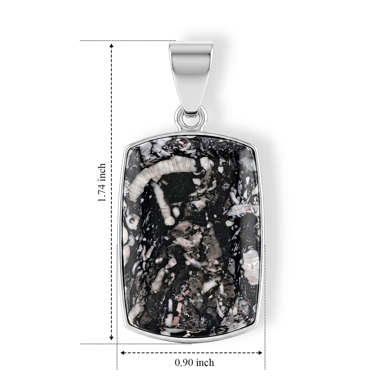 Insect Fossil Jasper 20.00 ctw Pendant in Silvertone