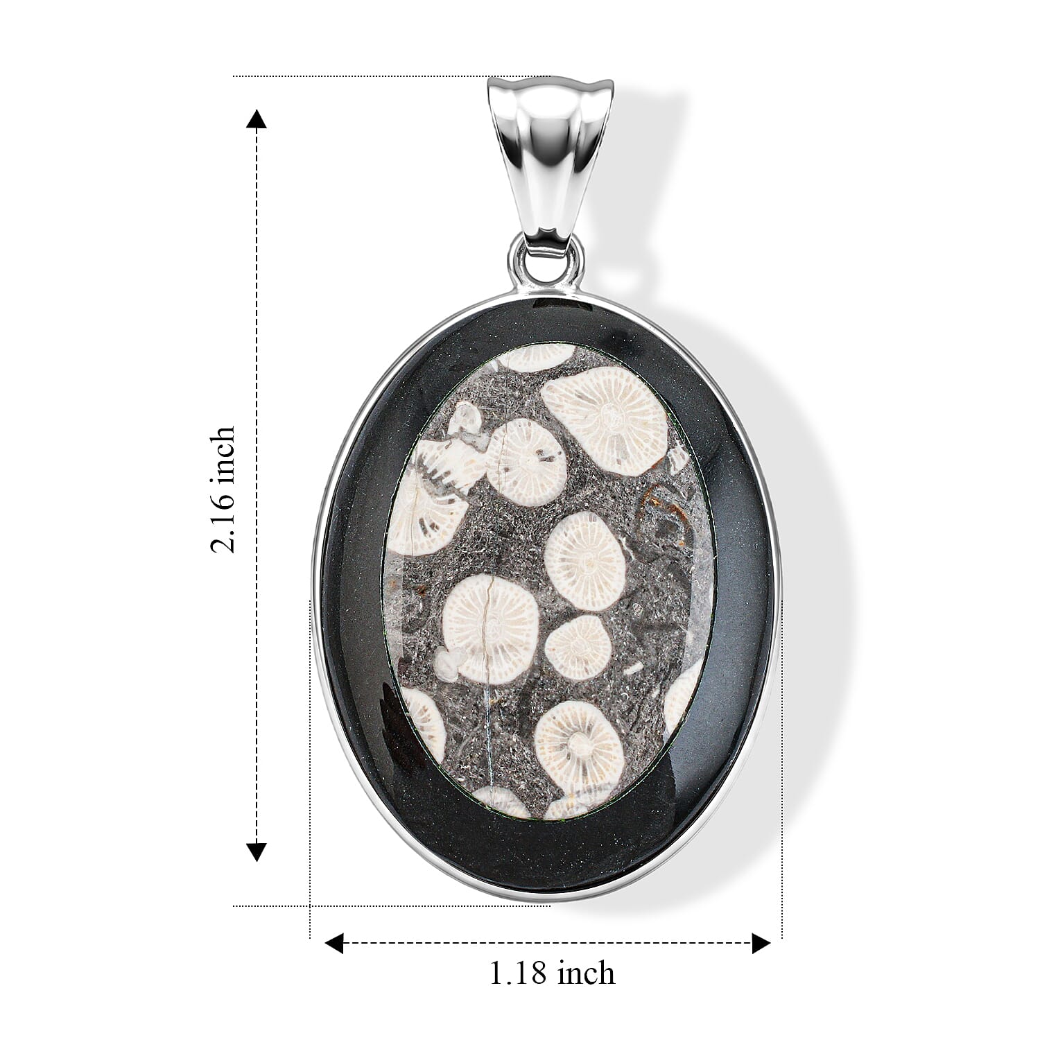 Bulls Eye and Blackstone 50.50 ctw Pendant in Silvertone