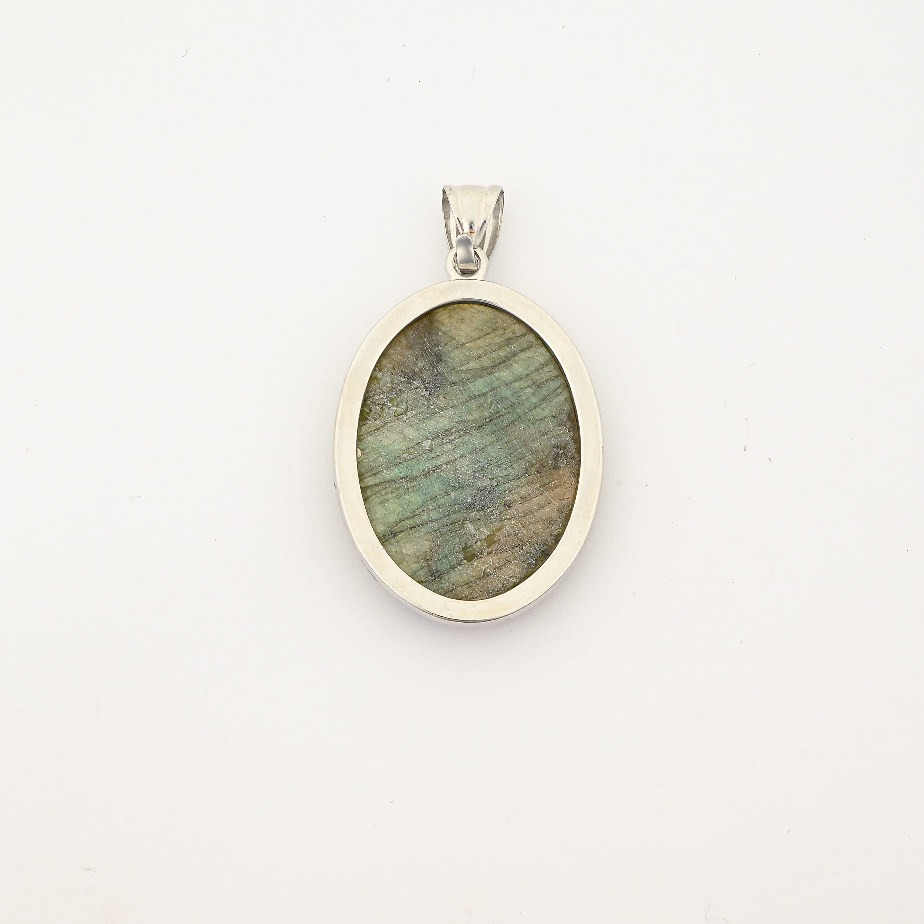 Labradorite 50.00 ctw Oval Pendant in Silvertone
