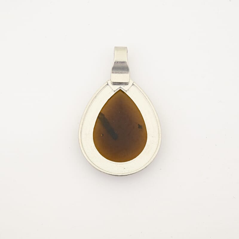 Flower Smoky Quartz 50.00 ctw Drop Pendant in Silvertone