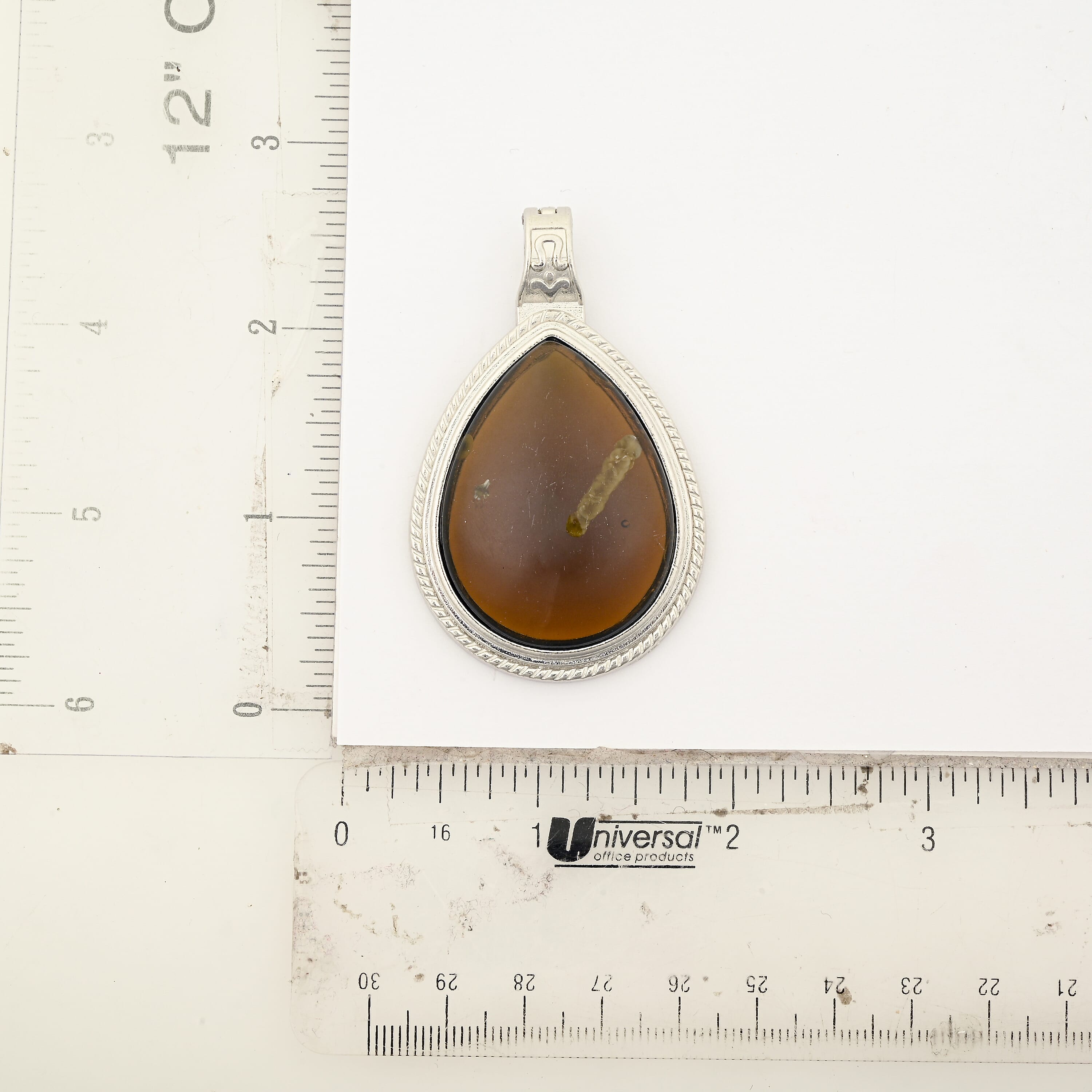 Flower Smoky Quartz 50.00 ctw Drop Pendant in Silvertone