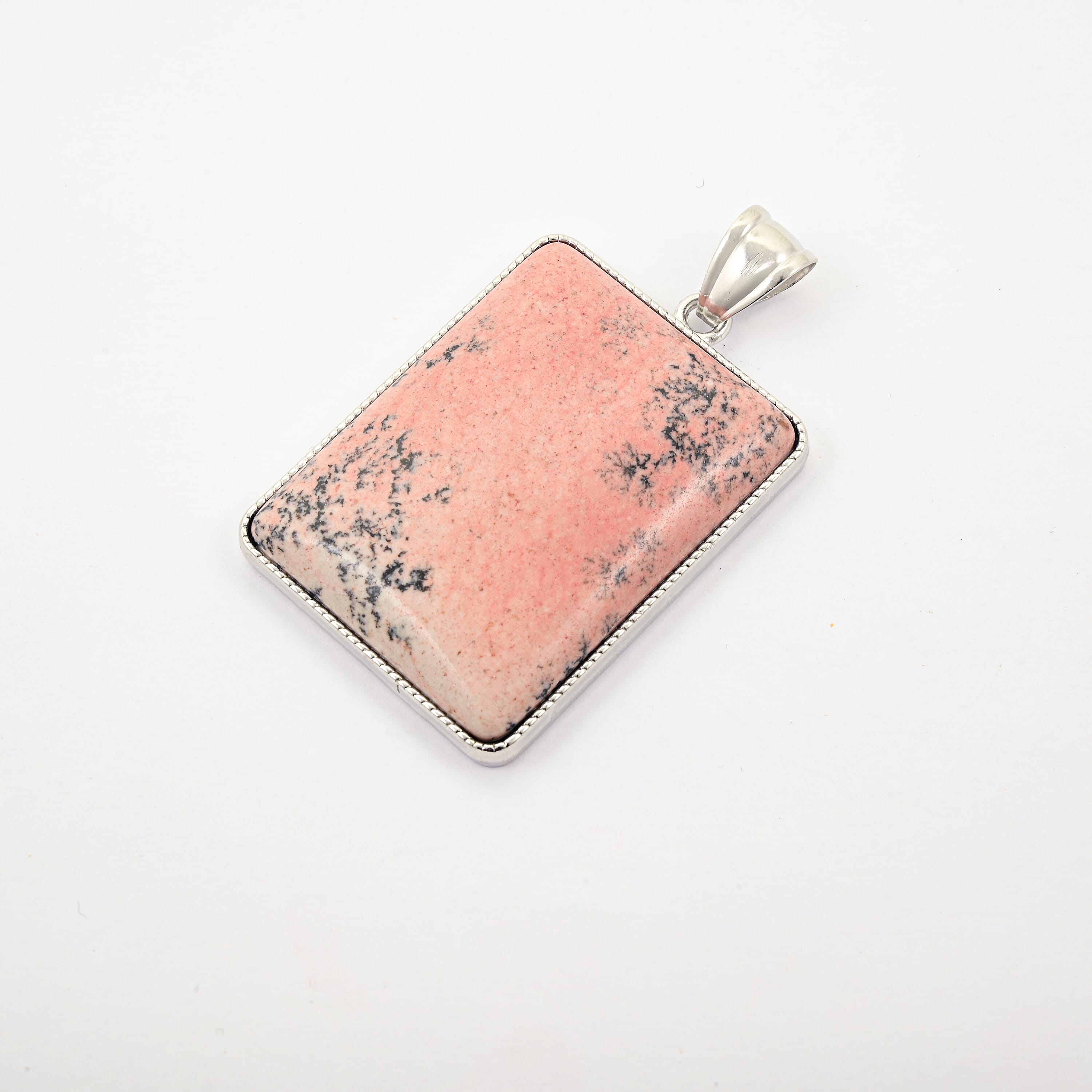 Rectangle Fire Matrix Jasper 75.00 ctw Pendant in Silvertone