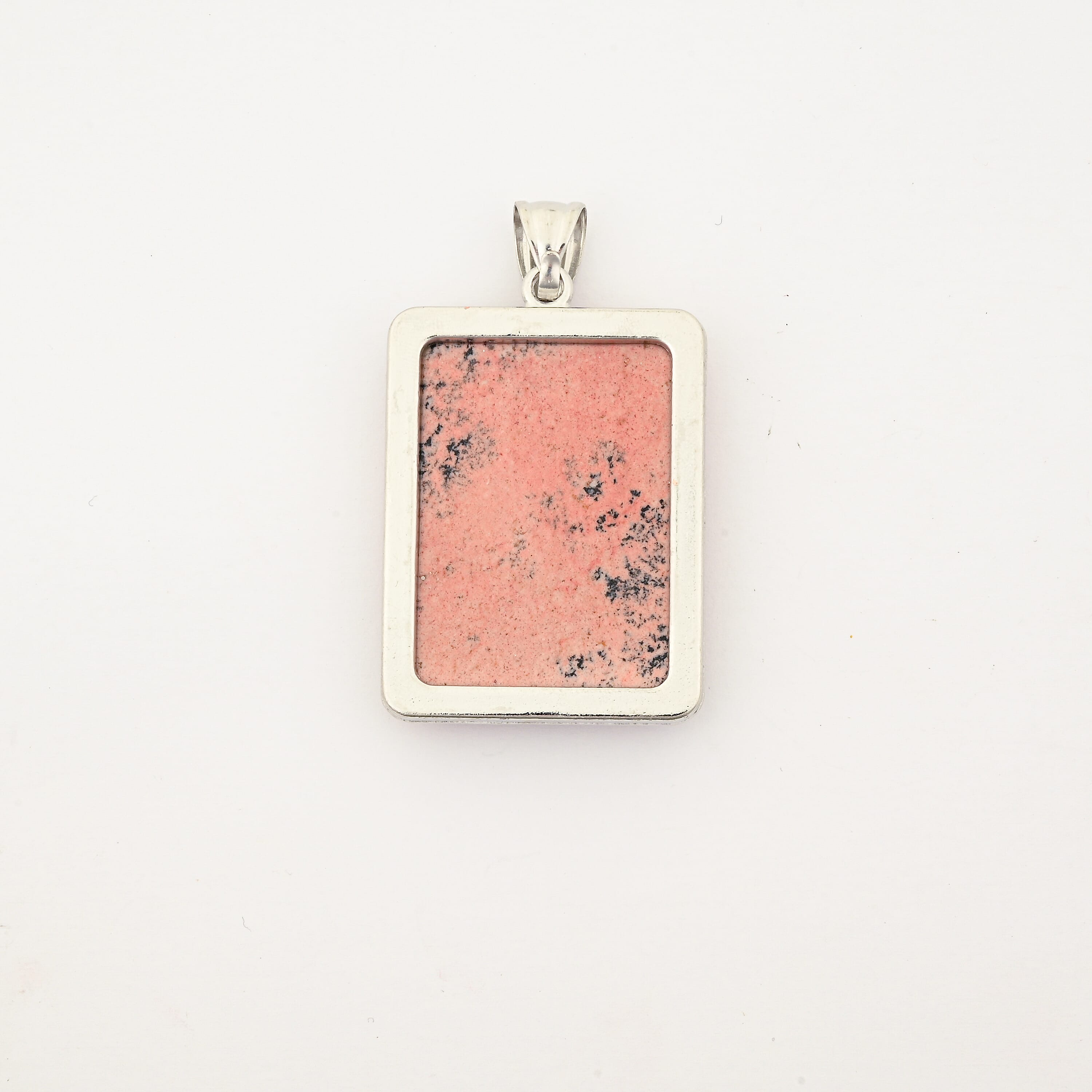 Rectangle Fire Matrix Jasper 75.00 ctw Pendant in Silvertone