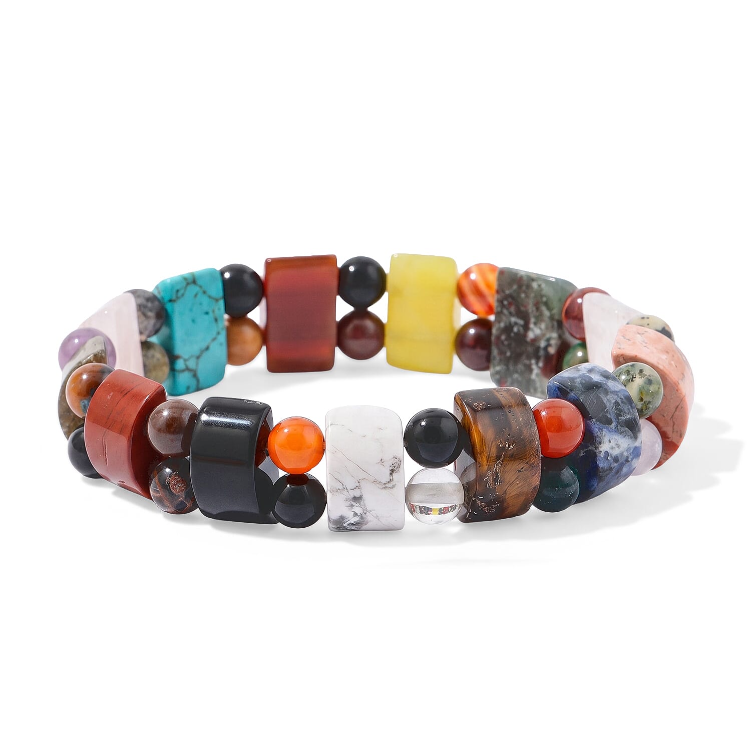 Multi Gemstone 135.00 ctw Tanker Stretch Bracelet