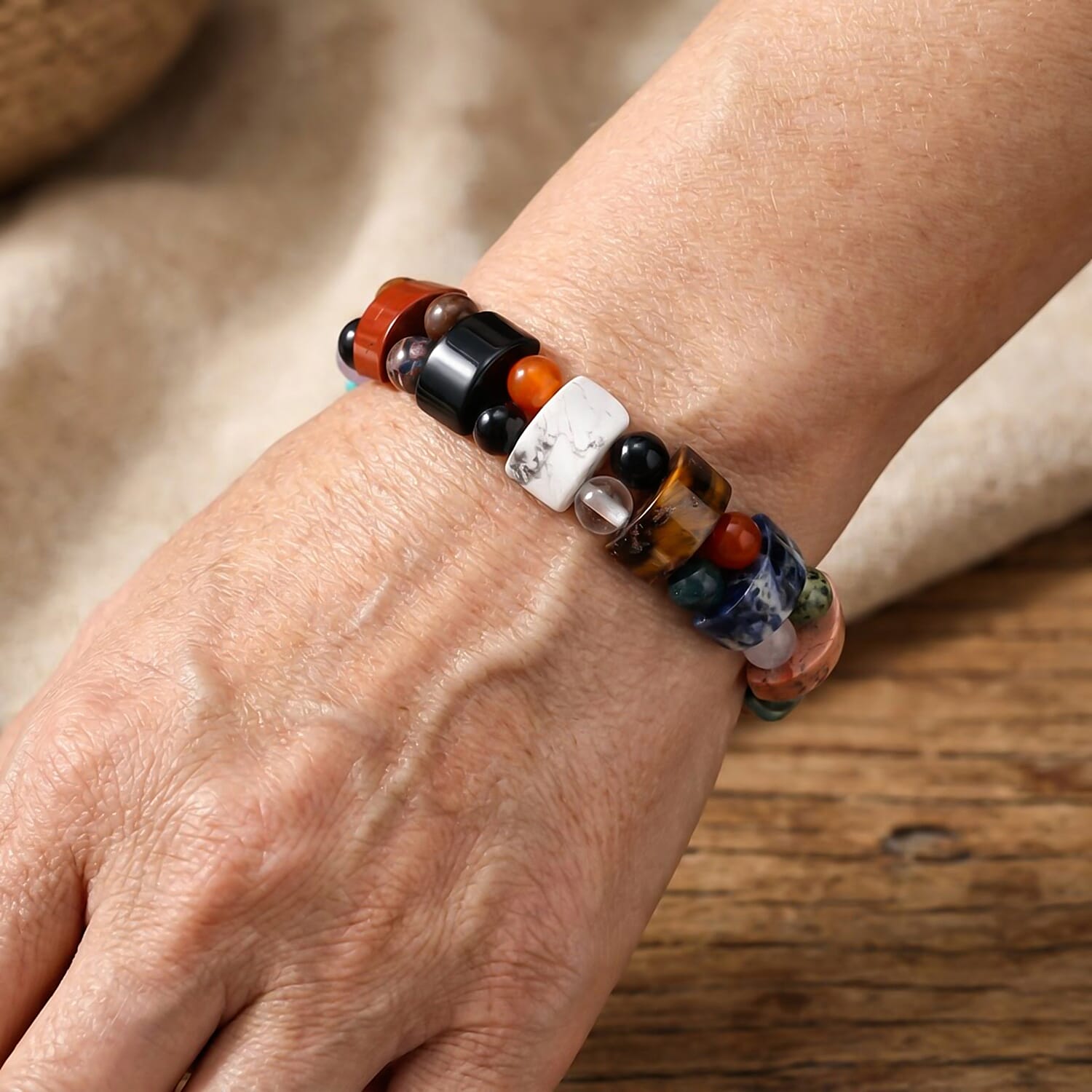 Multi Gemstone 135.00 ctw Tanker Stretch Bracelet