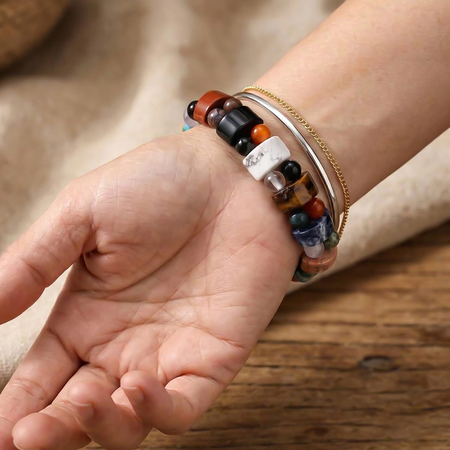 Multi Gemstone 135.00 ctw Tanker Stretch Bracelet