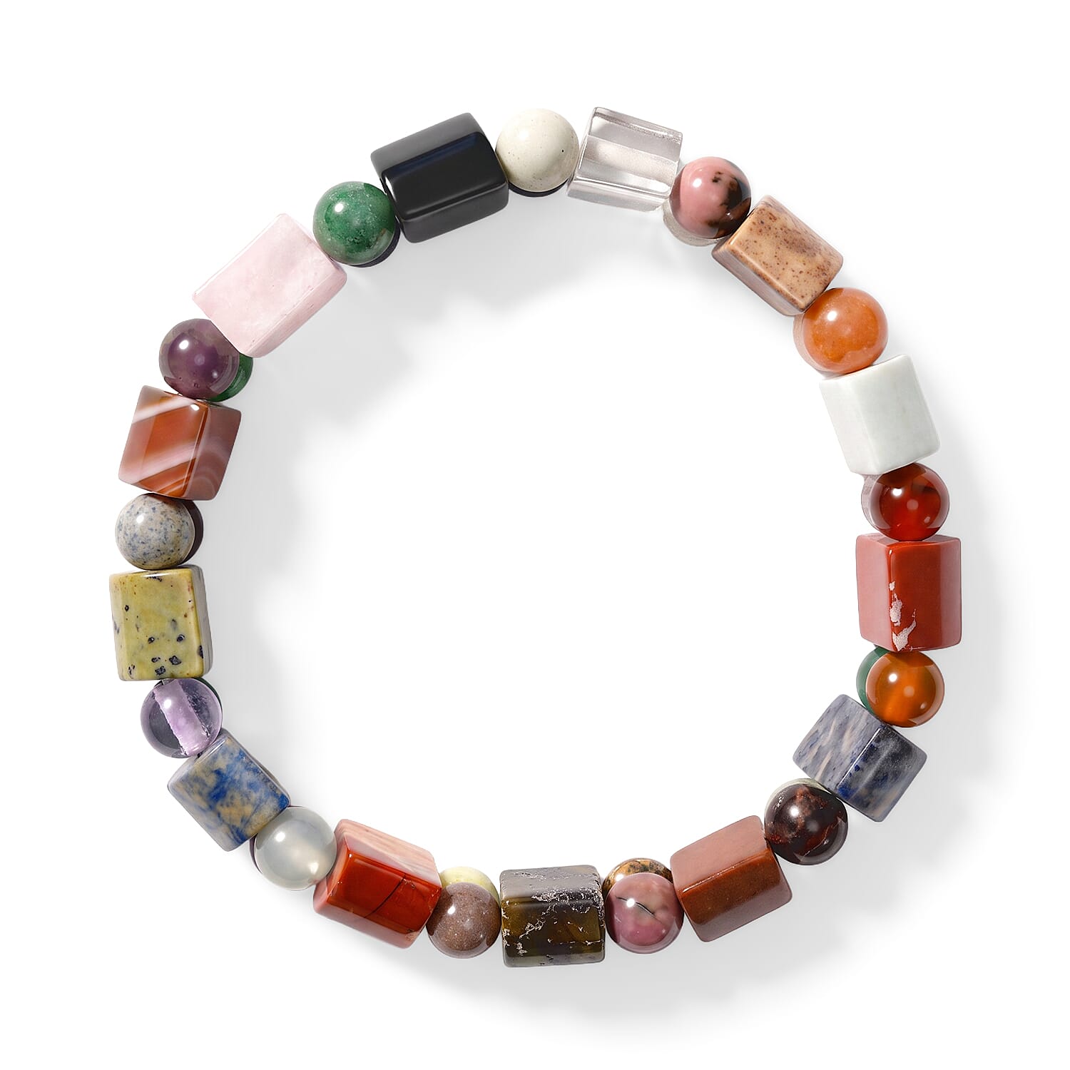 Multi Gemstone 140.00 ctw Tanker Stretch Bracelet