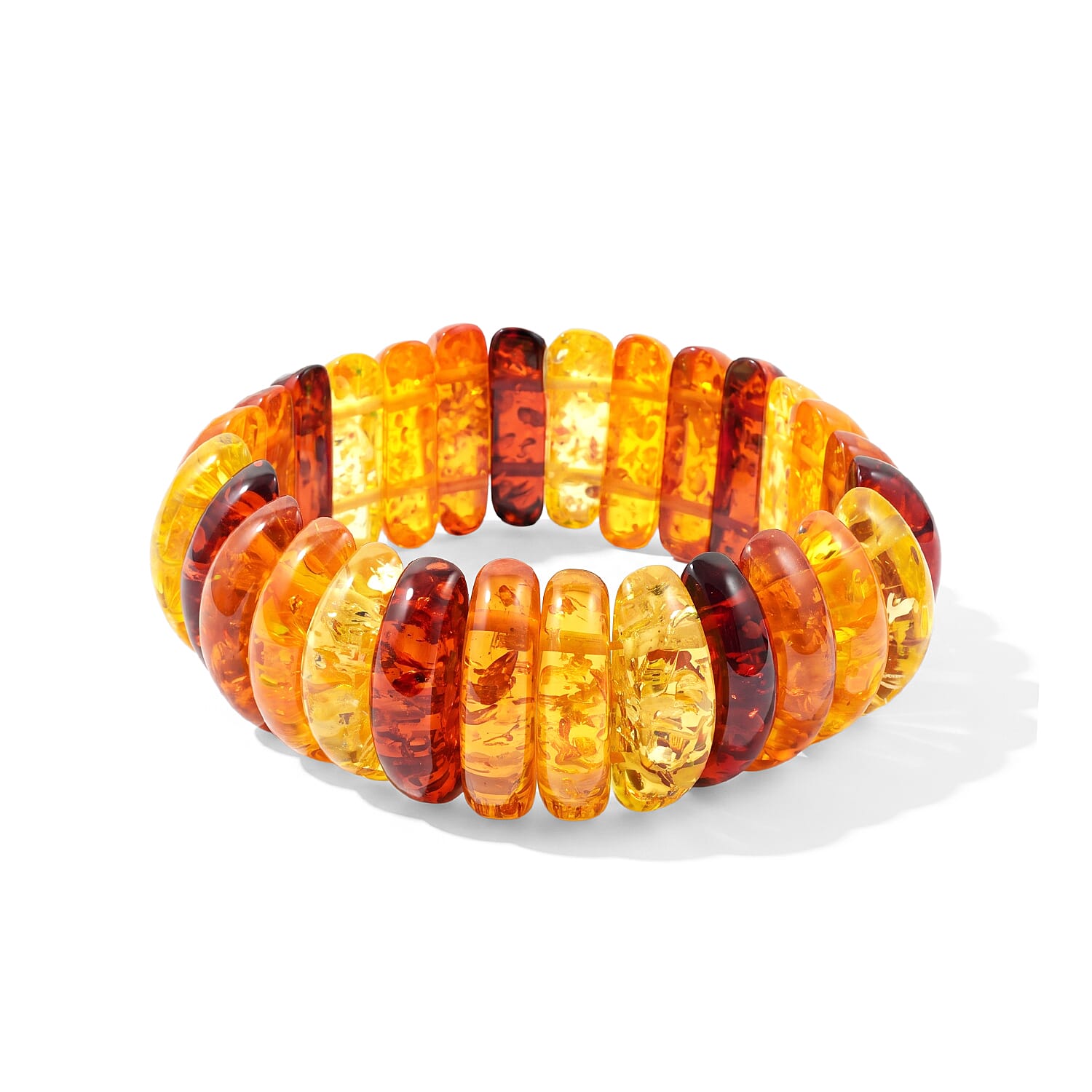 Mix Amber 156.00 ctw Long Oval Stretch Bracelet