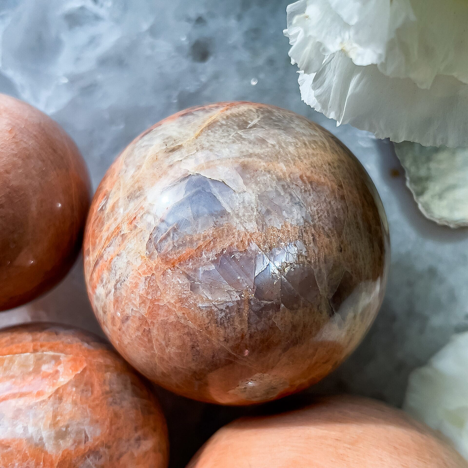 Peach Moonstone Sphere 2-2.5 1655 ctw