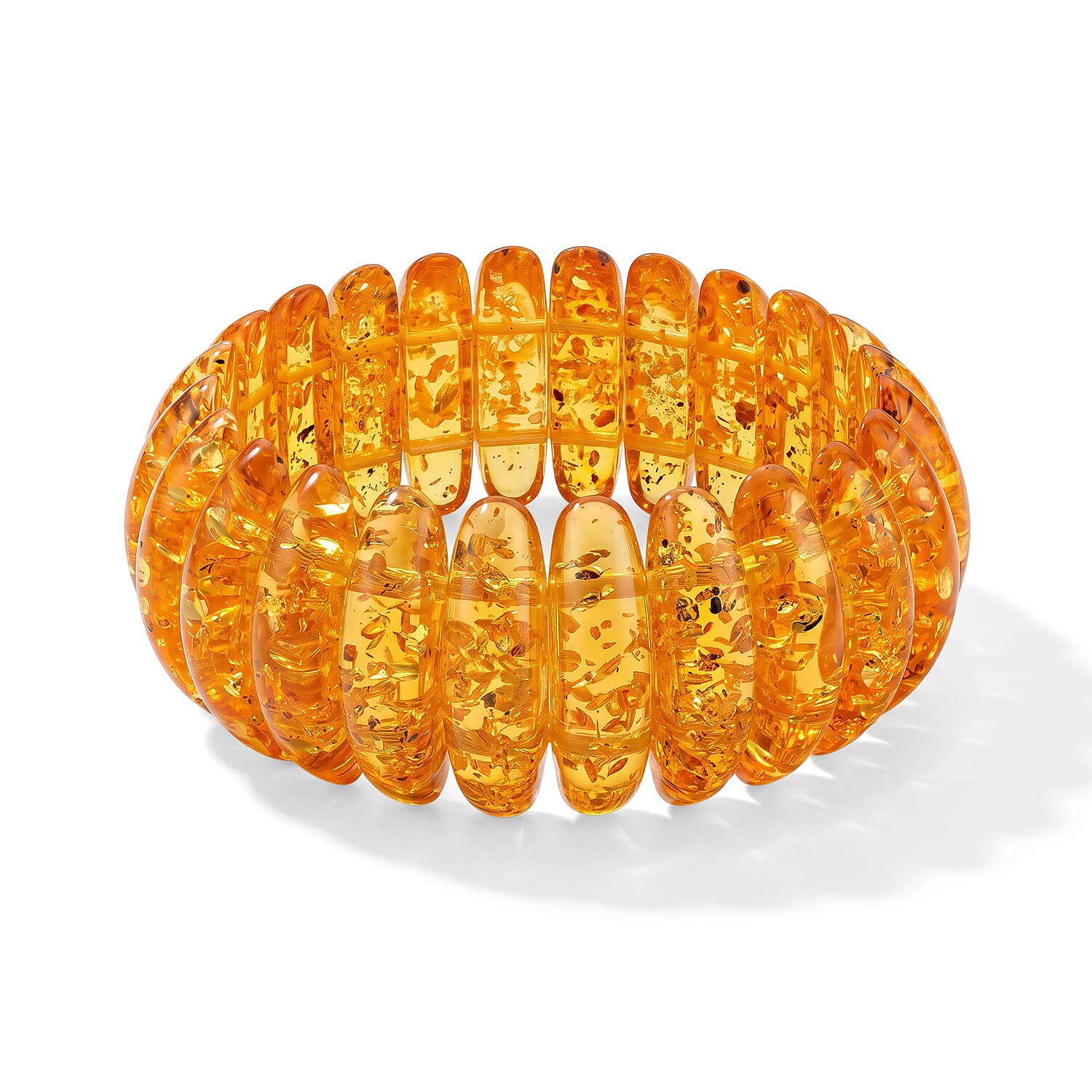 Honey Amber 290.00 ctw Long Oval Stretch Bracelet