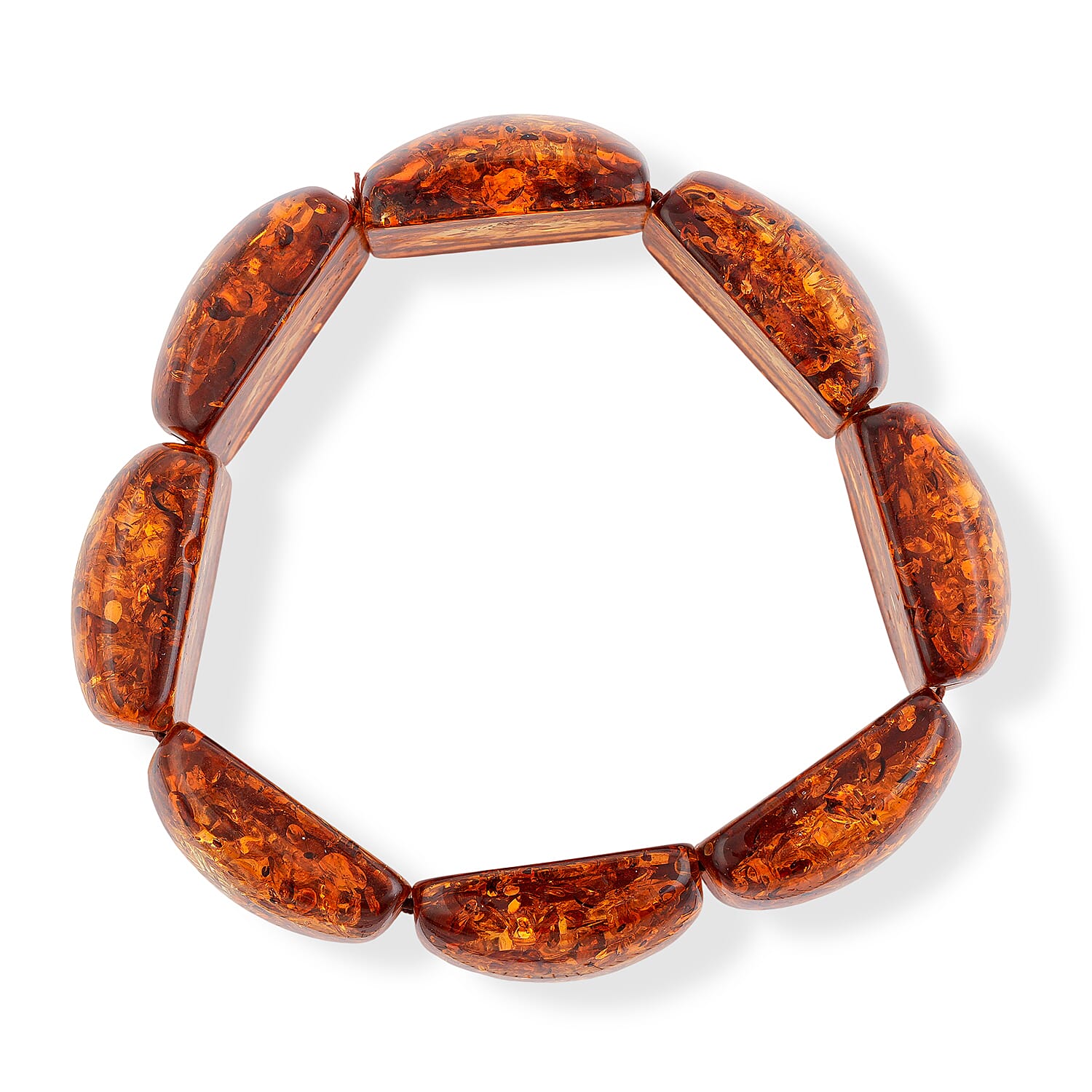 Rectangle Amber 380.00 ctw Stretch Bracelet