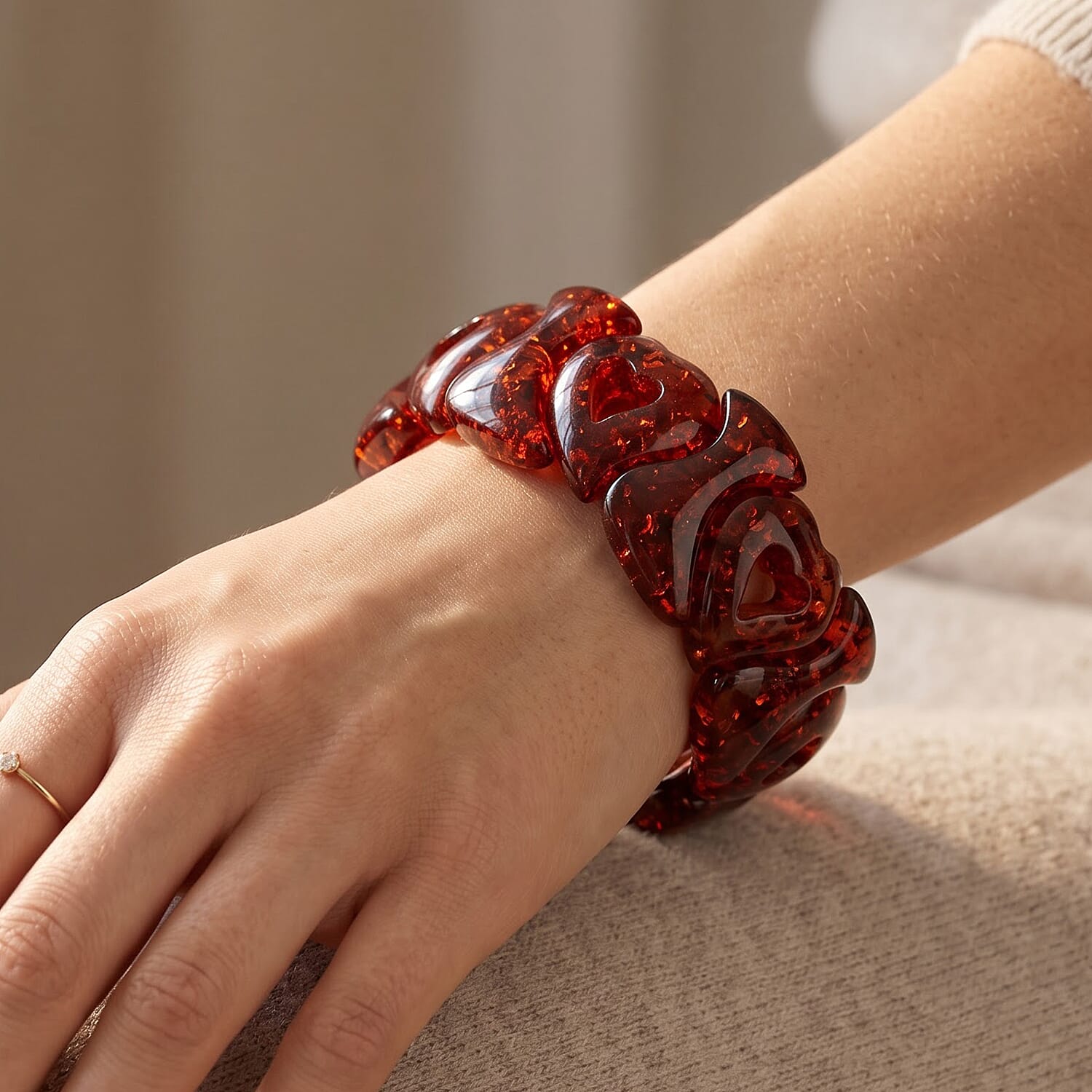 Amber 295.00 ctw Heart Stretch Bracelet