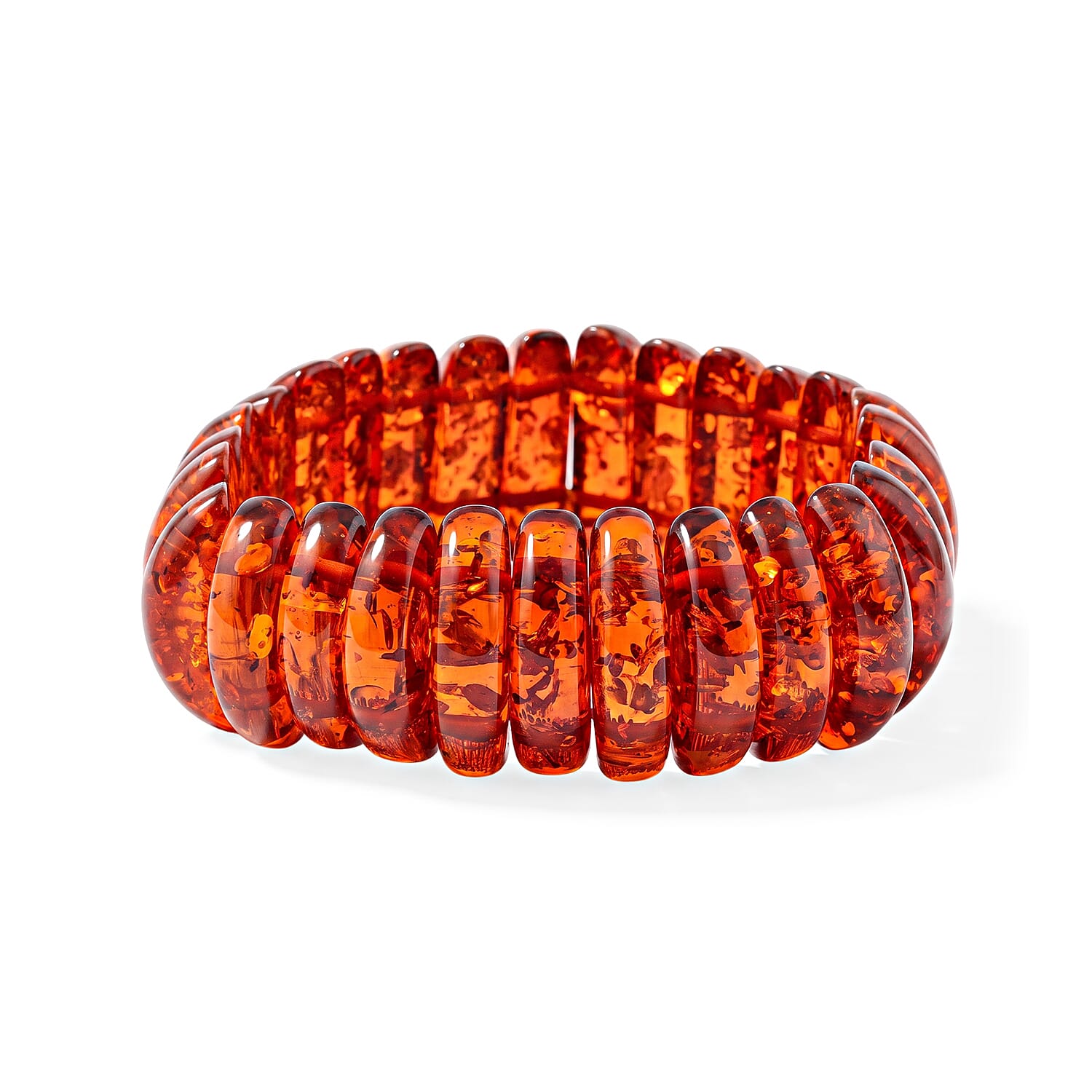 Amber 156.00 ctw Long Oval Stretch Bracelet