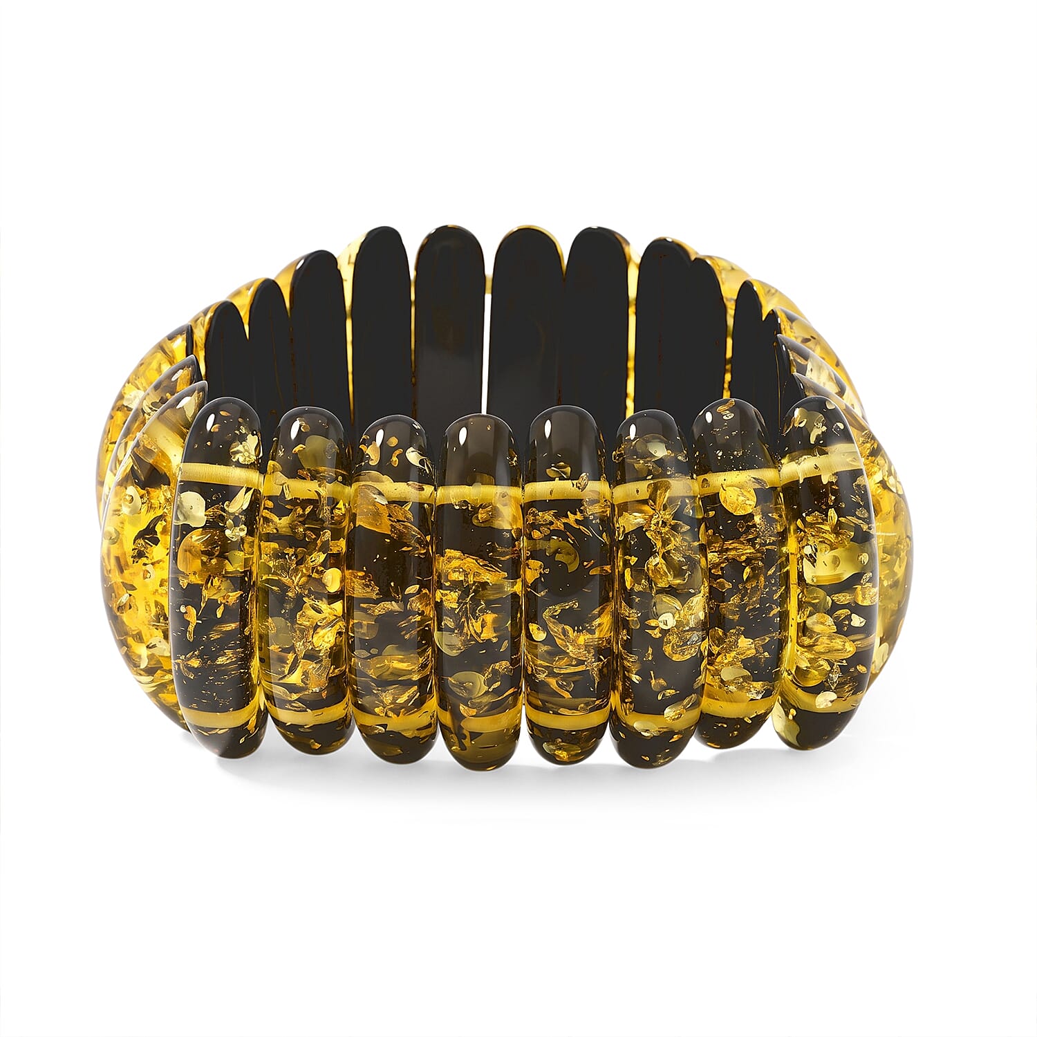 Green Amber 267.00 ctw Long Oval Stretch Bracelet