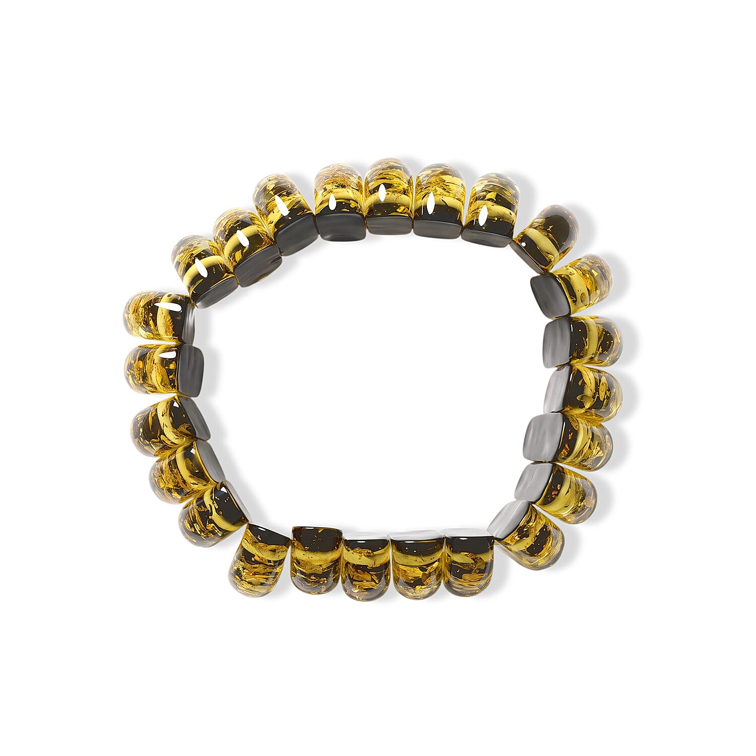Green Amber 267.00 ctw Long Oval Stretch Bracelet