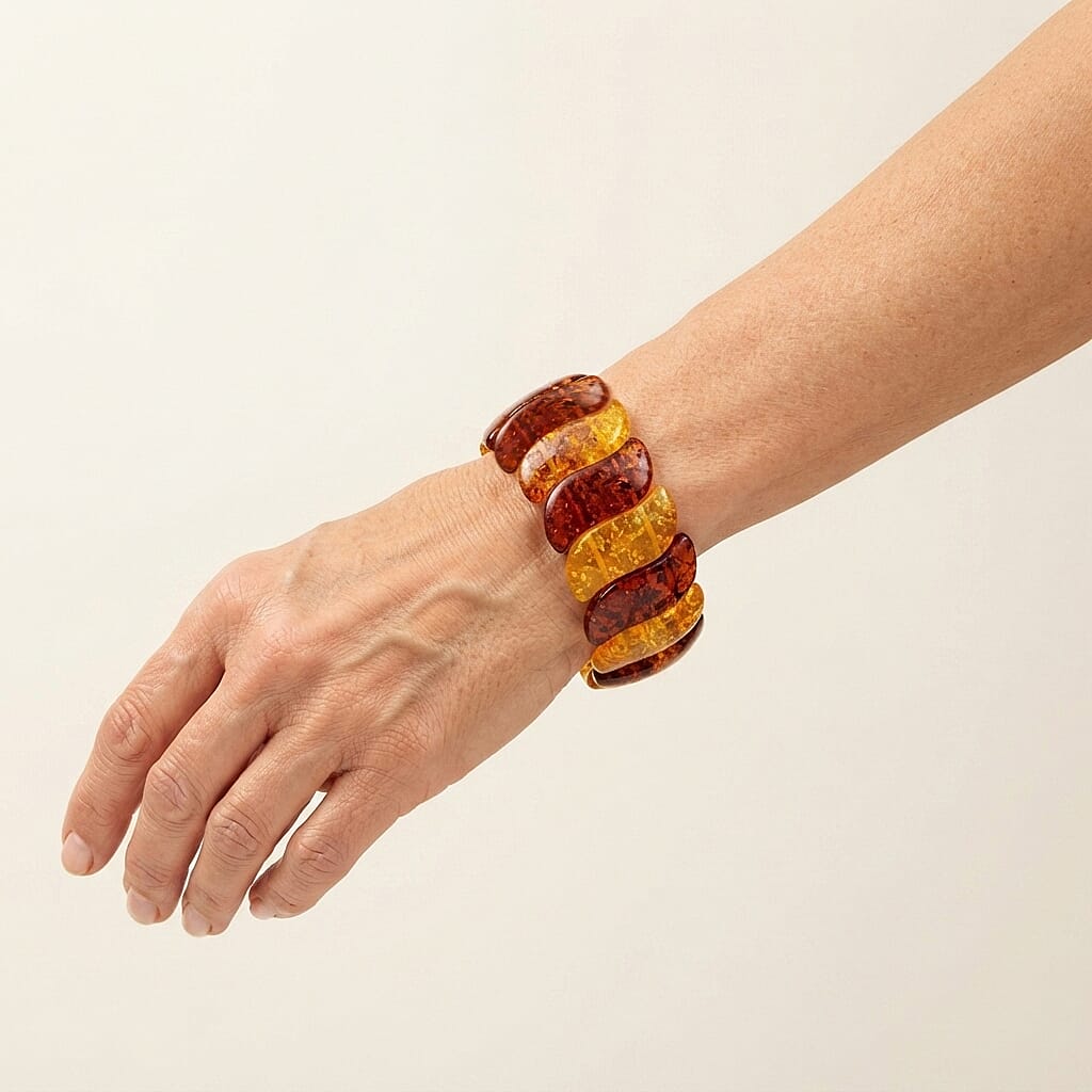Mix Amber 184.00 ctw Stretch Bracelet