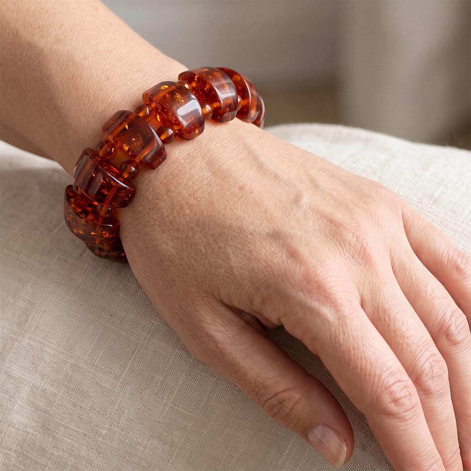Amber 205.00 ctw Tanker Stretch Bracelet