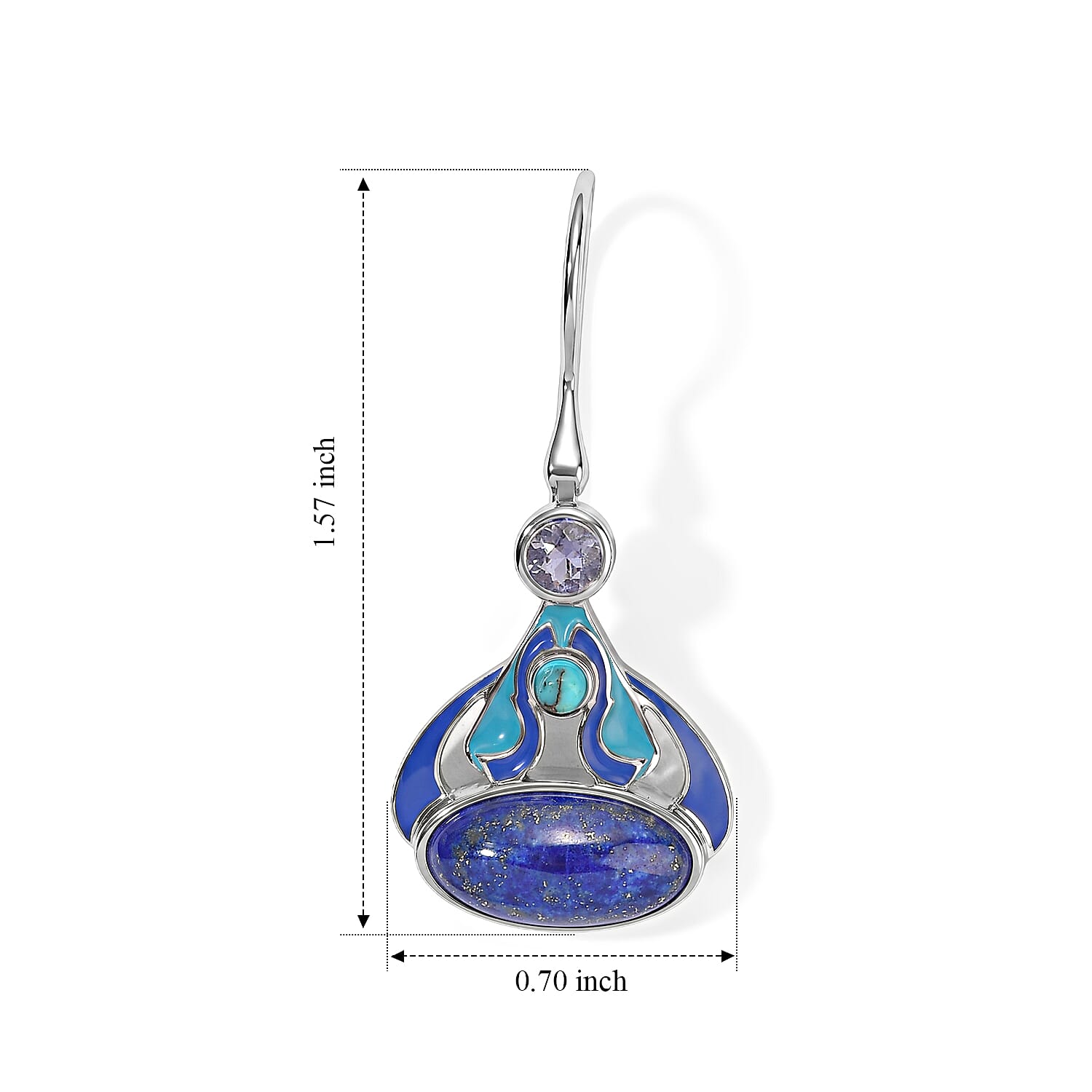 Sajen Silver Lapis Lazuli, Multi Gemstone and Enameled 9.60 ctw Earrings in Rhodium Over Sterling Silver