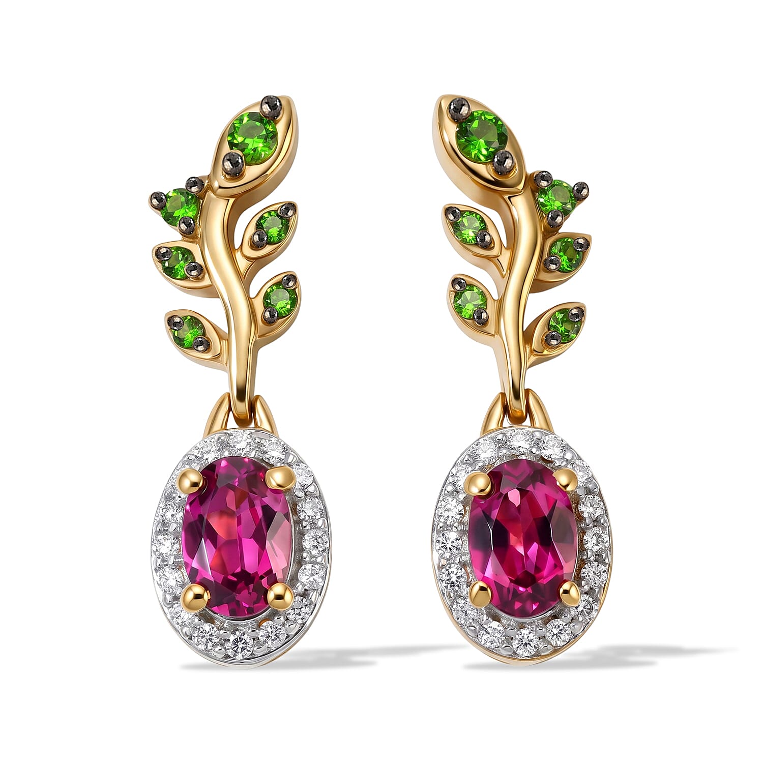 D'Joy Premium Tanzanian Wine Garnet and Multi Gemstone 1.10 ctw Earrings in 18K Vermeil Yellow Gold Over Sterling Silver