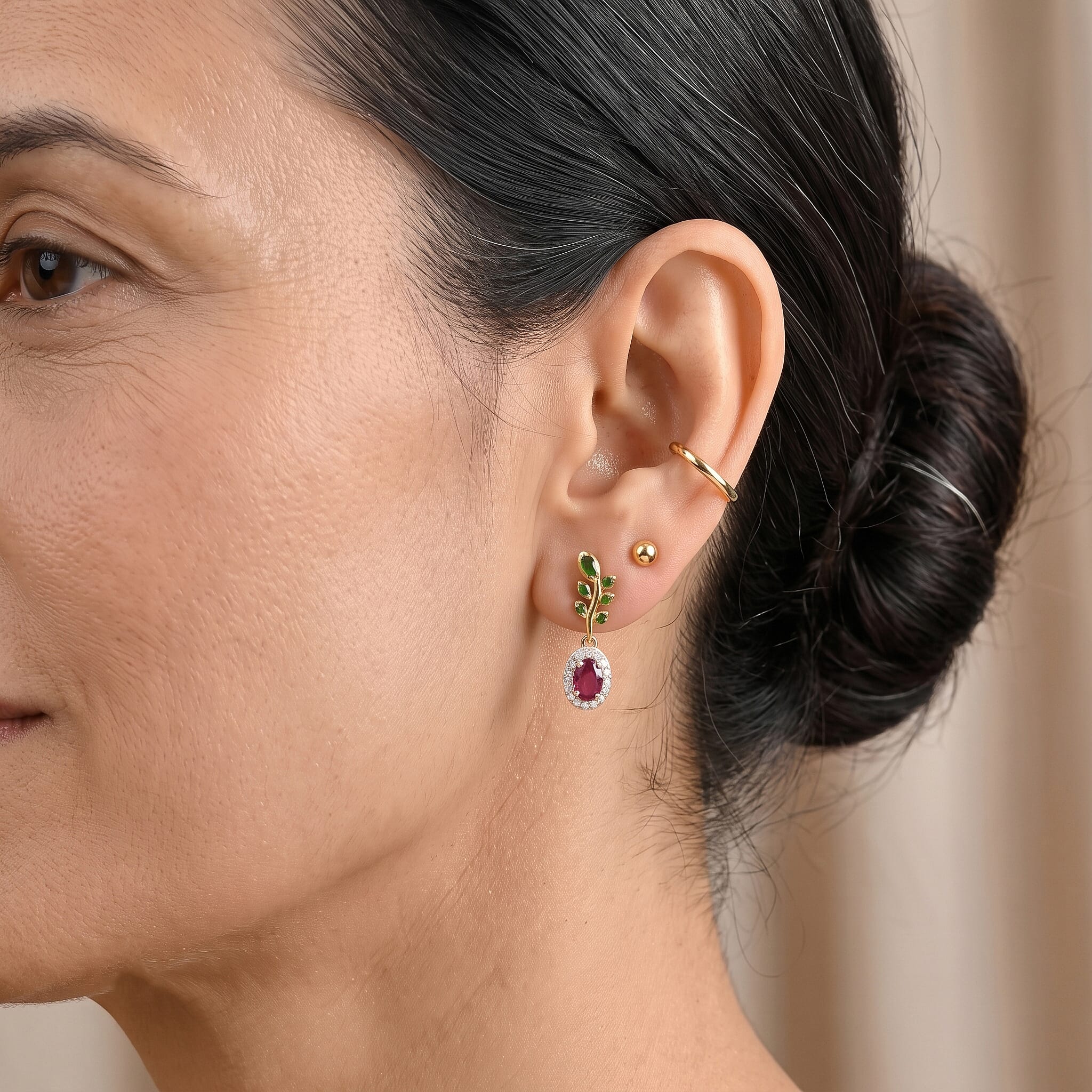D'Joy Premium Tanzanian Wine Garnet and Multi Gemstone 1.10 ctw Earrings in 18K Vermeil Yellow Gold Over Sterling Silver