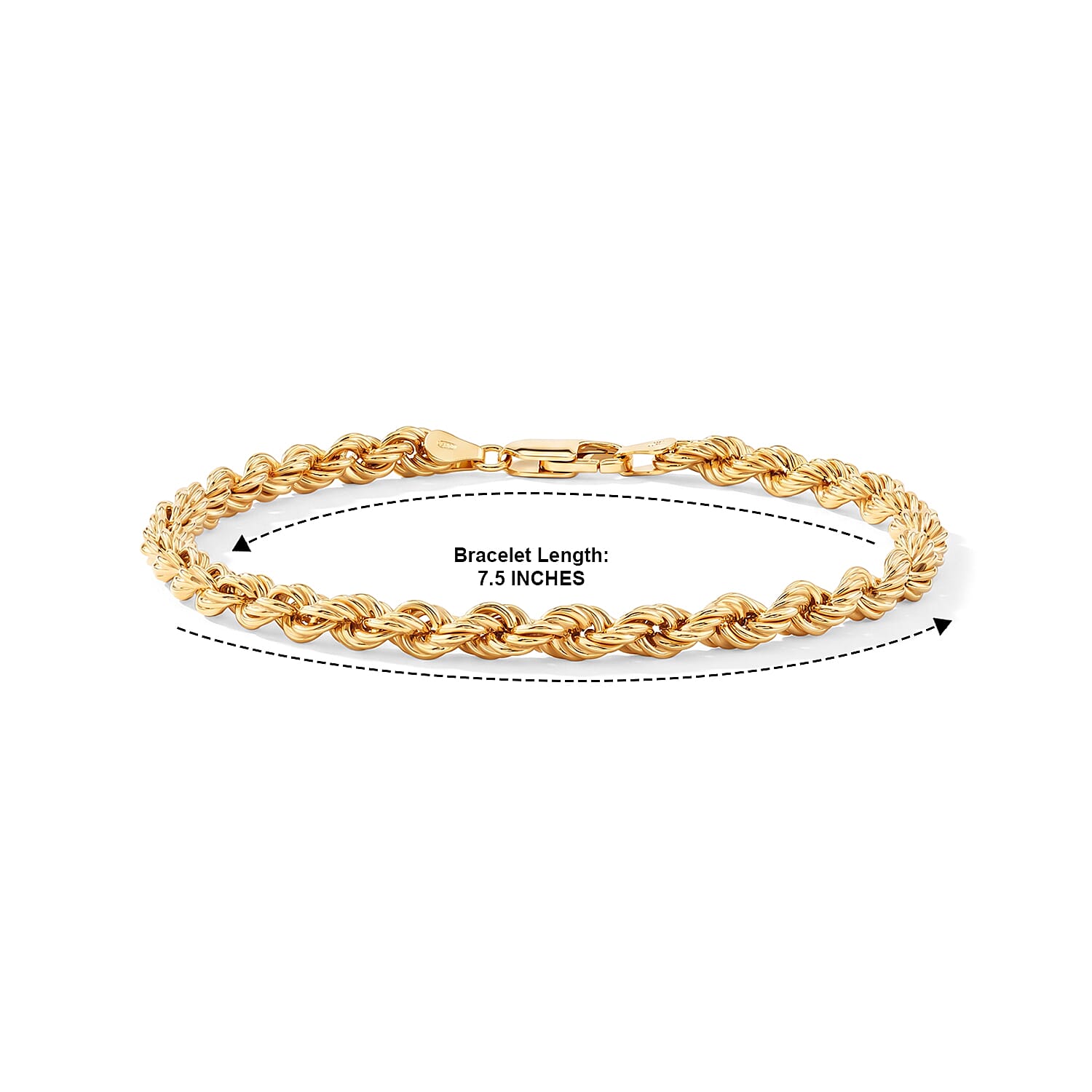 Italian Rope Chain Bracelet in 10K Yellow Gold (7.50 In) 4.70 Grams