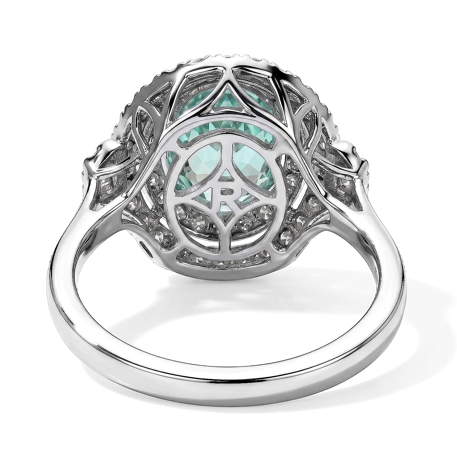 Certified and Appraised Rhapsody AAAA Paraiba Tourmaline and Diamond E-F VS 1.50 ctw Ring in 950 Platinum (Size 6.0) 6.25 Grams
