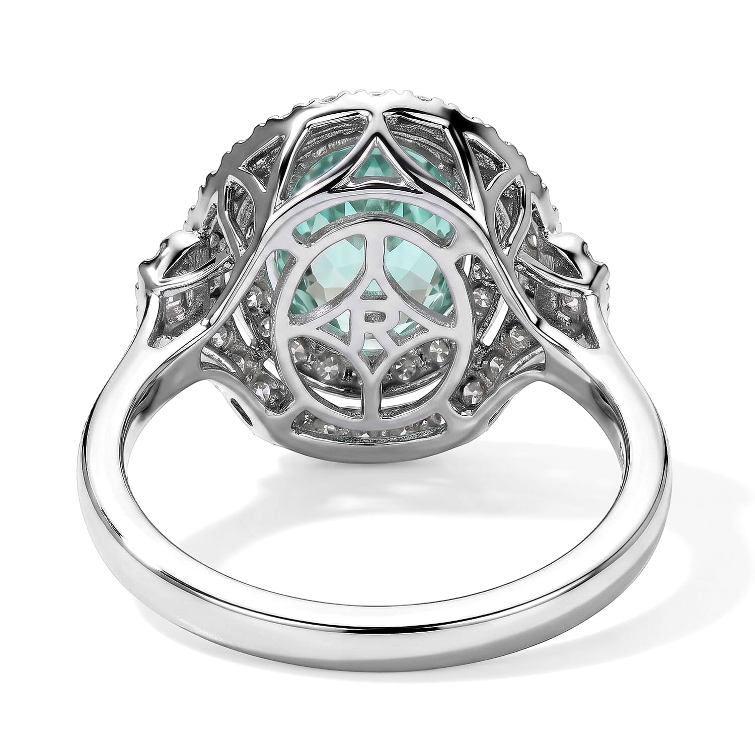Certified and Appraised Rhapsody AAAA Paraiba Tourmaline and Diamond E-F VS 1.50 ctw Ring in 950 Platinum (Size 7.0) 6.25 Grams
