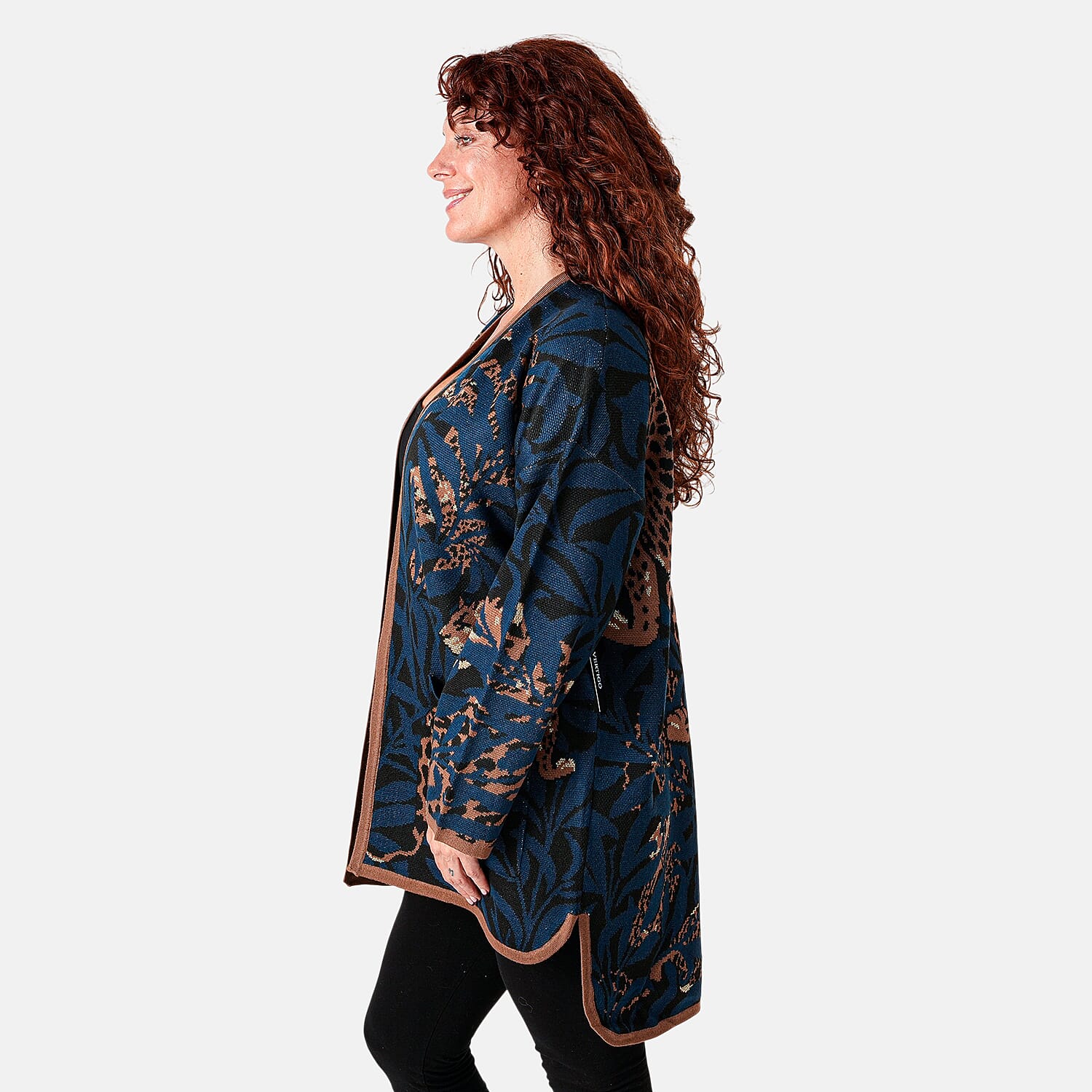 Vertigo Dark Blue Combo Tiger Sweater Coat - S