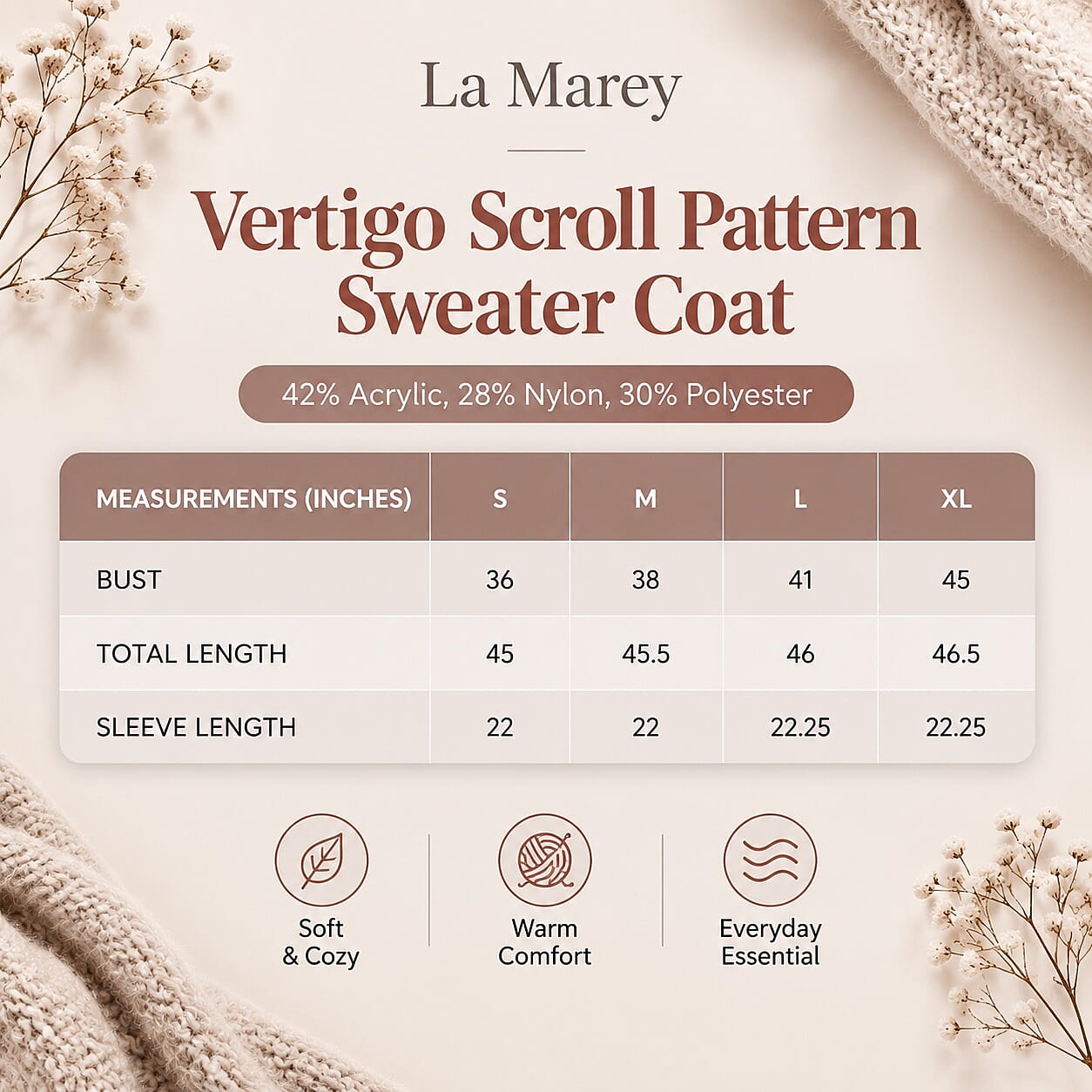 Vertigo Light Gray/Black Scroll Pattern Sweater Coat - L