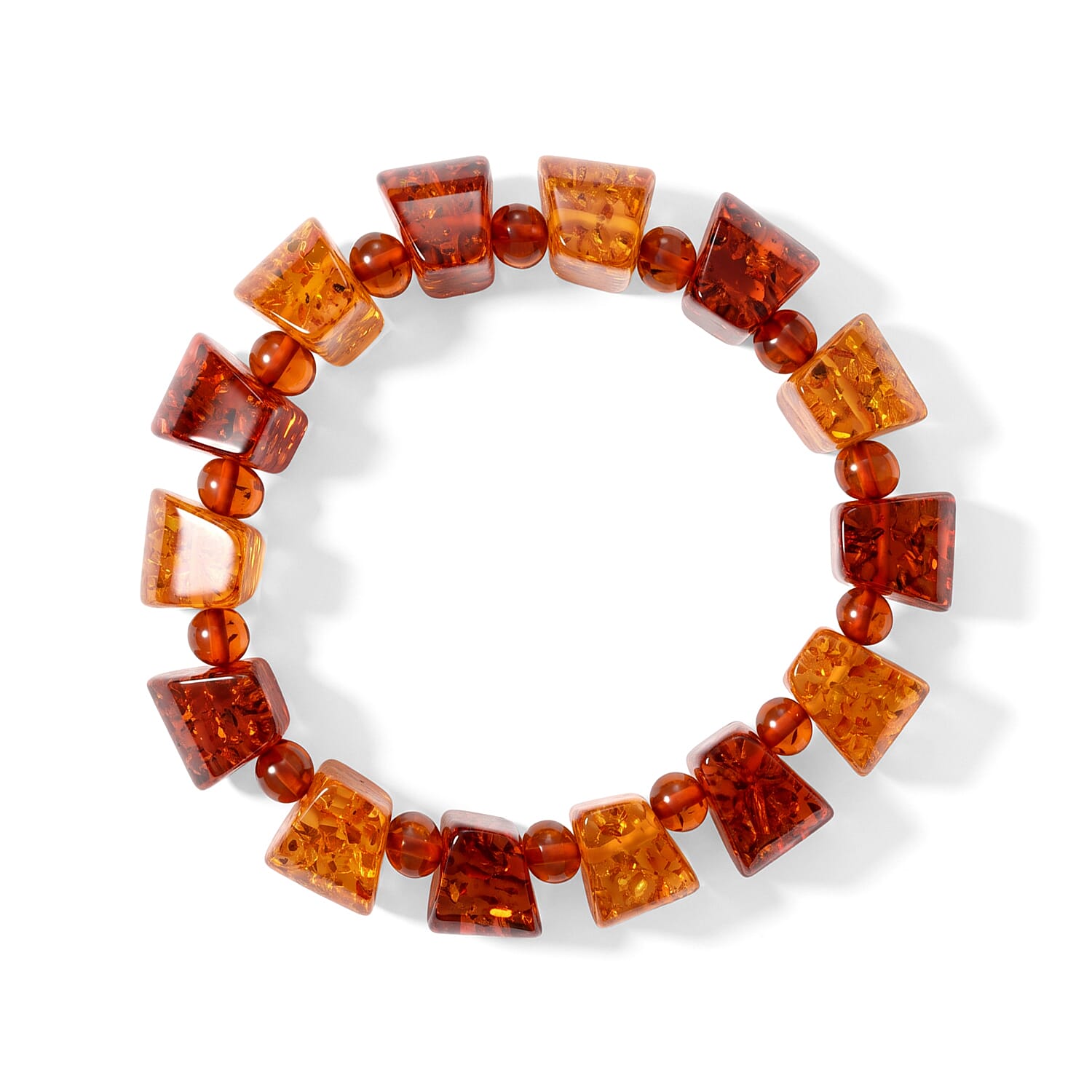 Mix Amber 205.00 ctw Tanker Stretch Bracelet