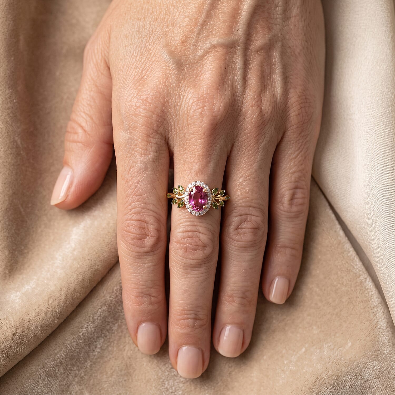 D'Joy Premium Tanzanian Wine Garnet and Multi Gemstone 1.25 ctw Enchanted Vine Ring in 18K Vermeil Yellow Gold Over Sterling Silver (Size 7.0)