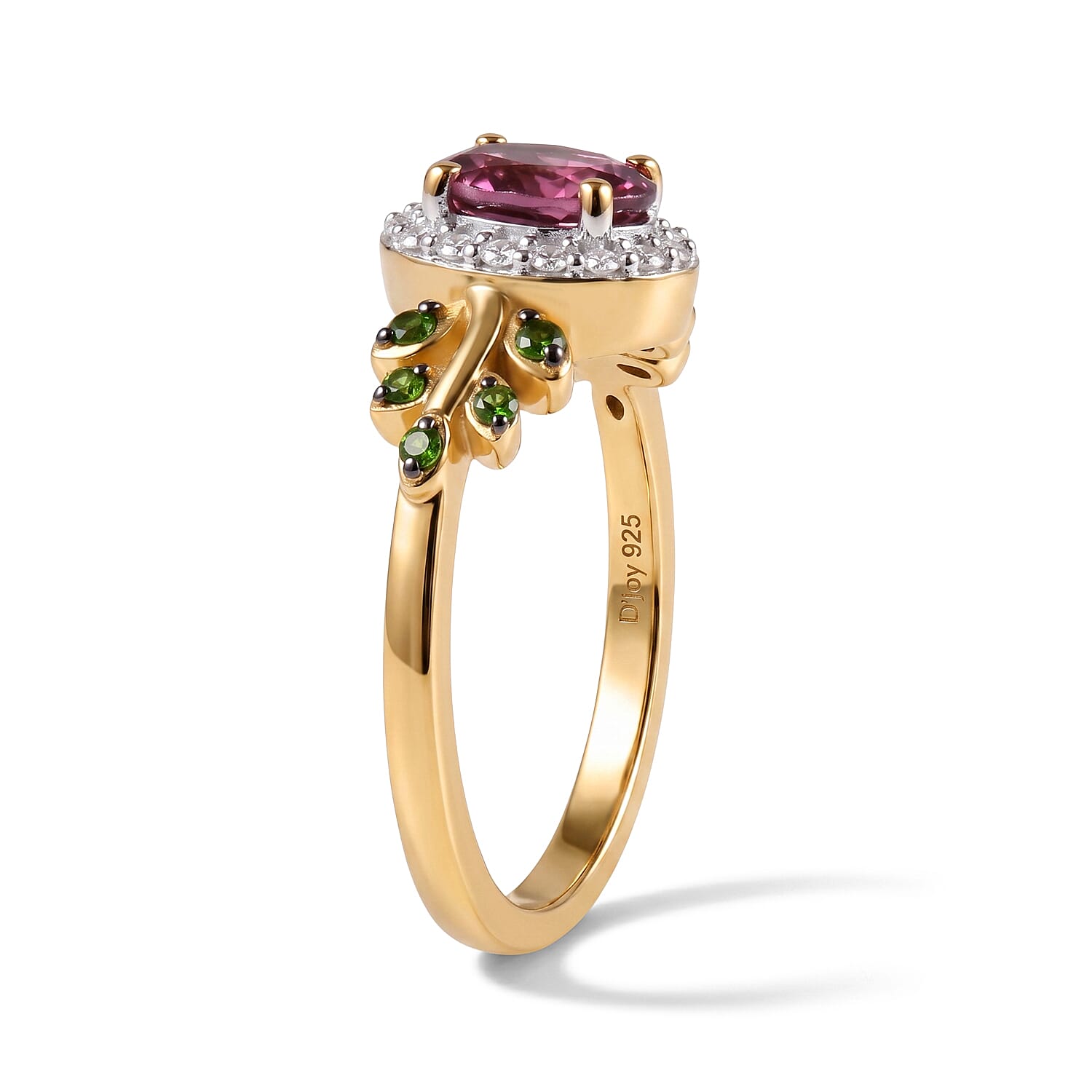 D'Joy Premium Tanzanian Wine Garnet and Multi Gemstone 1.25 ctw Enchanted Vine Ring in 18K Vermeil Yellow Gold Over Sterling Silver (Size 7.0)