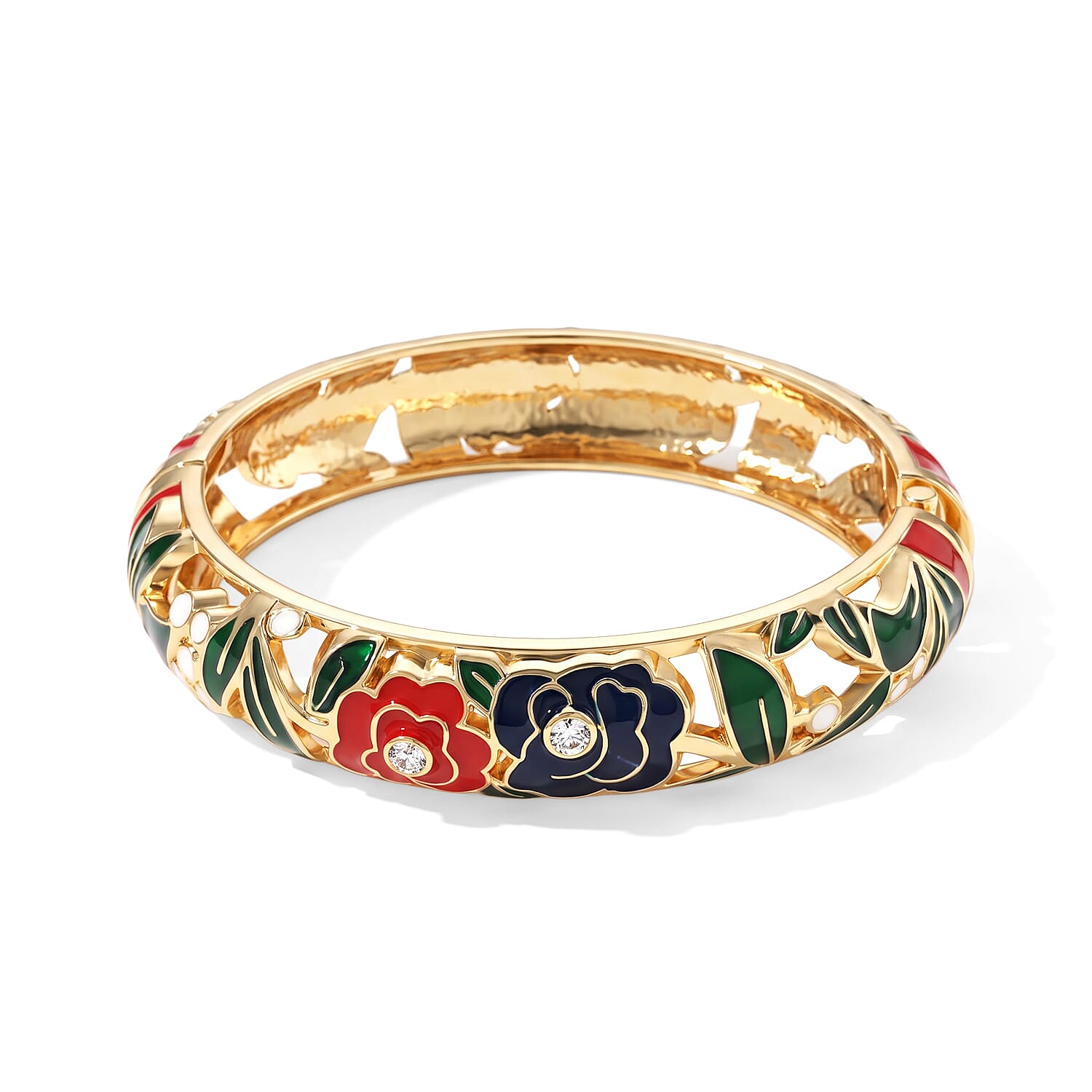 Austrian Crystal and Multi Color Enameled Stretch Bracelet (7.0 In)
