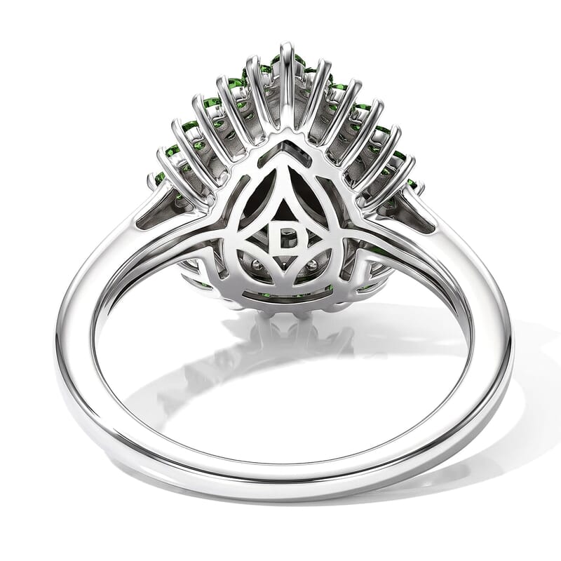 D'Joy Premium Australian Black Ridge Opal Triplet, Multi Gemstone Celestial Splendor Ring in Rhodium Over Sterling Silver (Size 5.0) 1.65 ctw