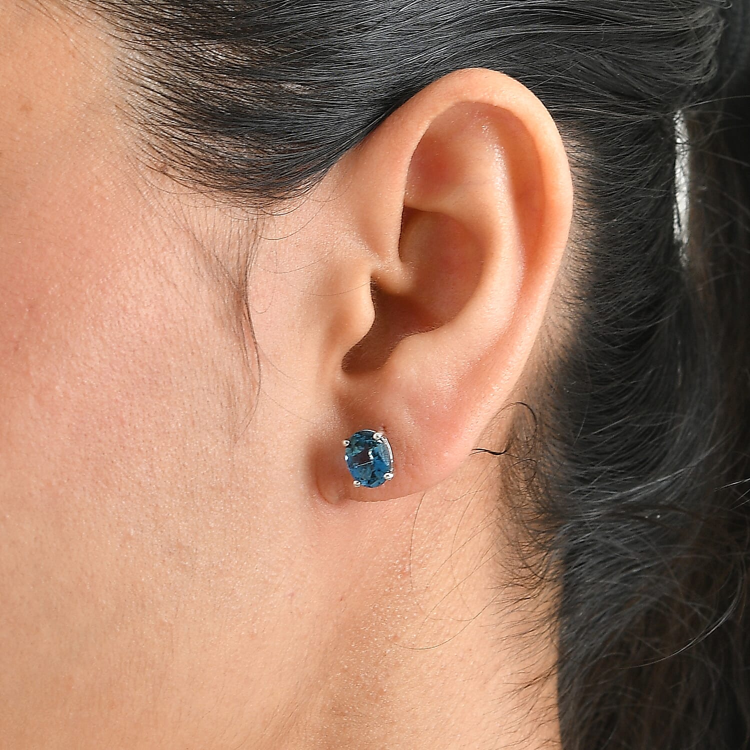 Certified & Appraised D'Joy Premium London Blue Topaz 2.85 ctw Stud Earrings in Rhodium Over Sterling Silver