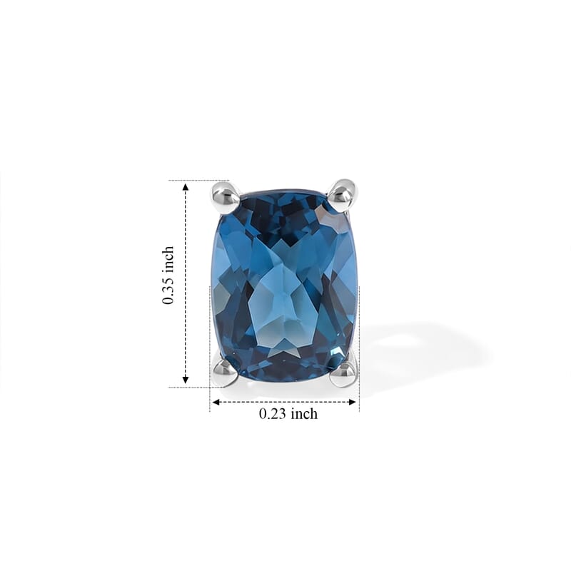 D'Joy Premium London Blue Topaz 3.85 ctw Midnight Horizon Stud Earrings in Rhodium Over Sterling Silver