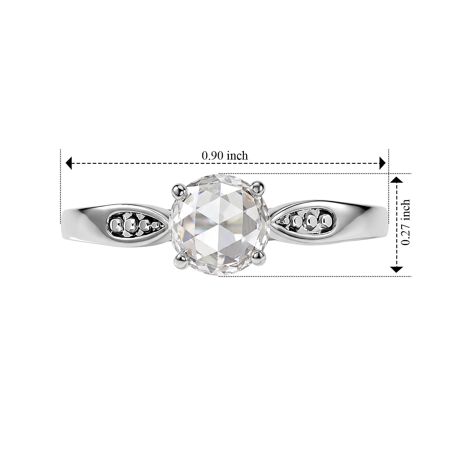 EverTrue Simulated Diamond Solitaire Ring in Stainless Steel (Size 5.0)