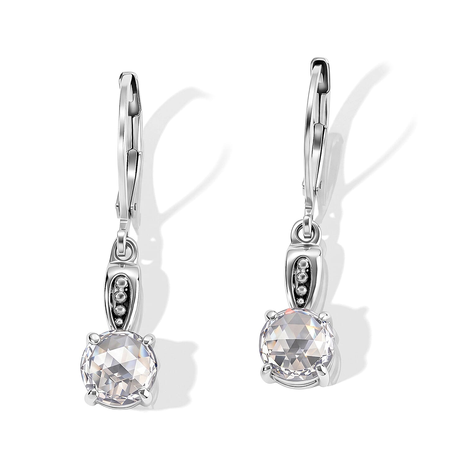EverTrue Simulated Diamond Solitaire Lever Back Earrings in Stainless Steel