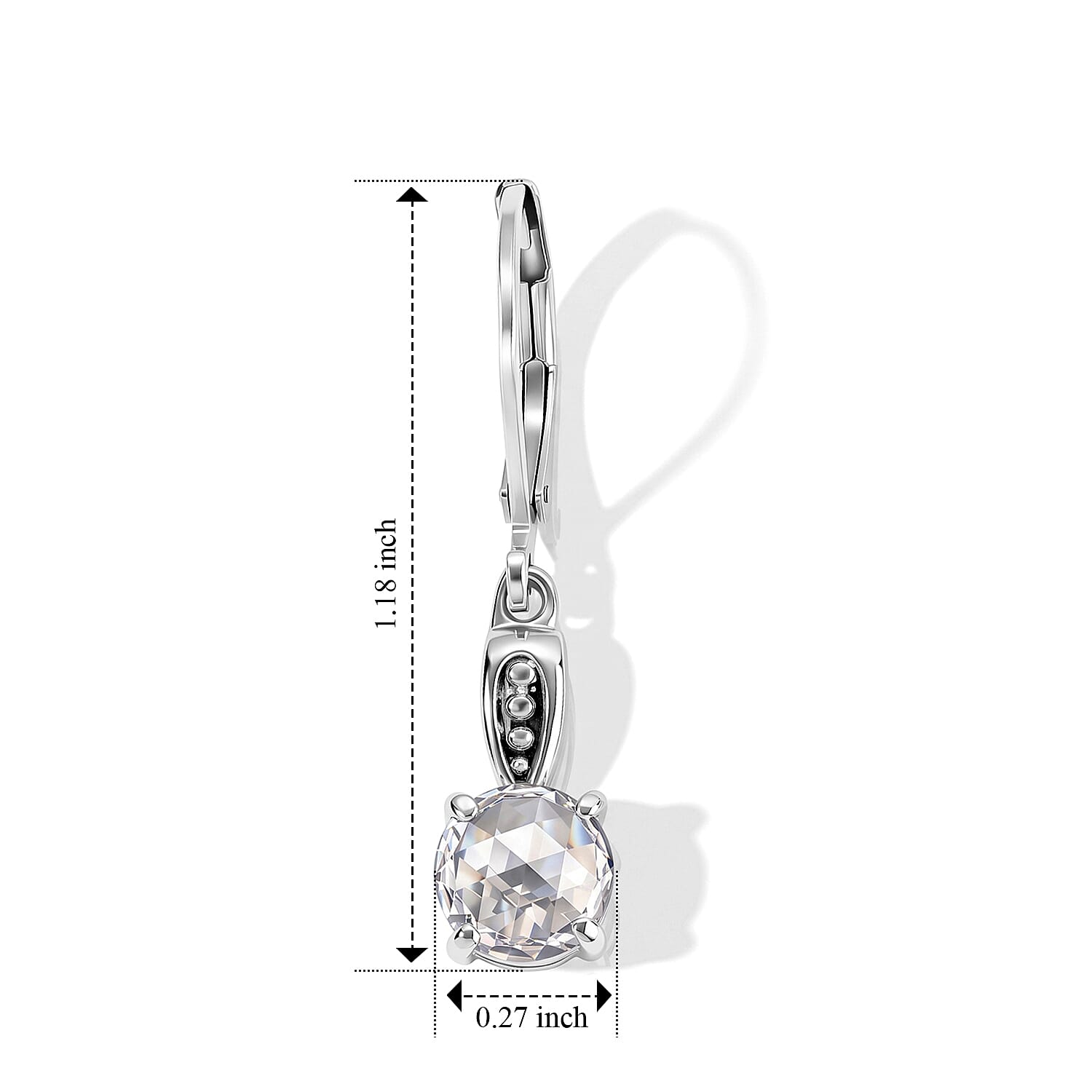 EverTrue Simulated Diamond Solitaire Lever Back Earrings in Stainless Steel
