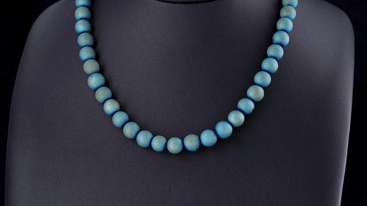 GCS Drusy Agate (160.00) ctw Beaded Strand 15 Inches