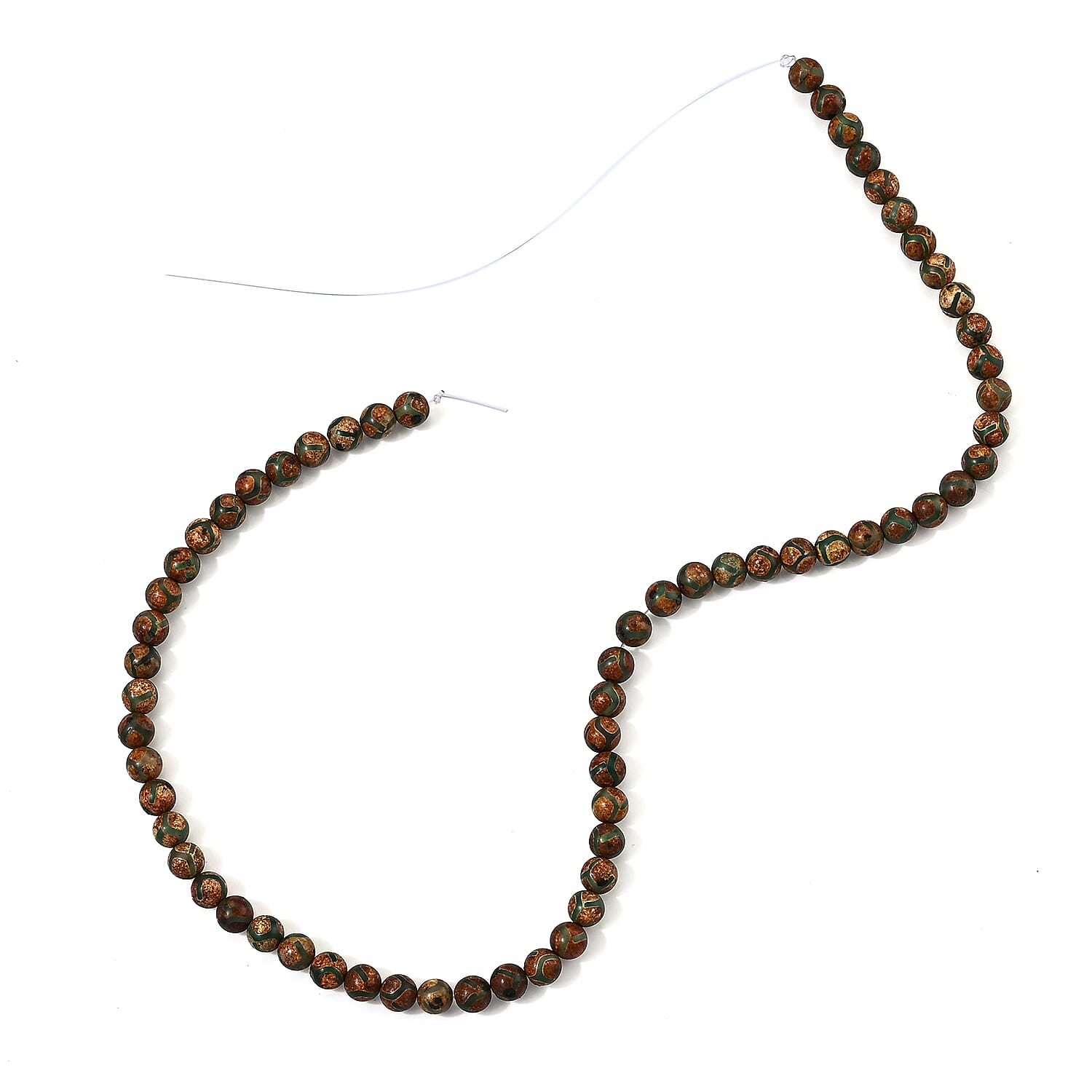 GCS Agate Dzi Beads 100.00 ctw Beaded Strand 15 Inches