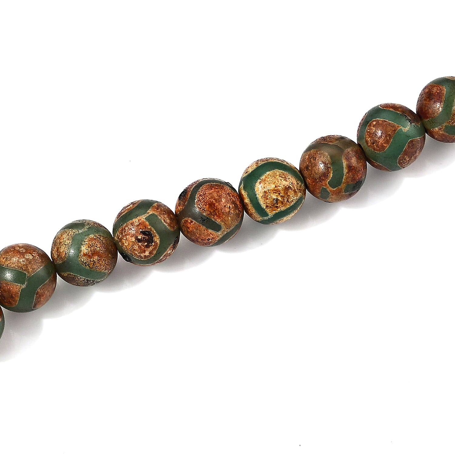 GCS Agate Dzi Beads 100.00 ctw Beaded Strand 15 Inches
