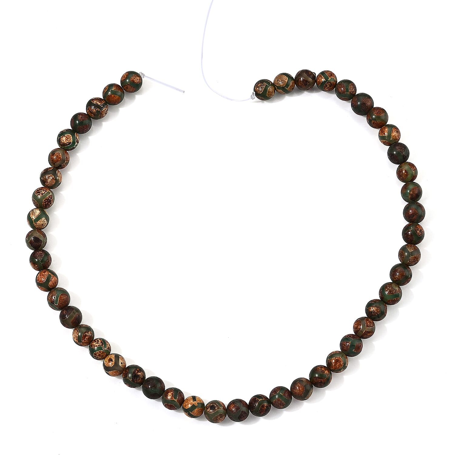 GCS Agate Dzi Beads 150.00 ctw Beaded Strand 15 Inches